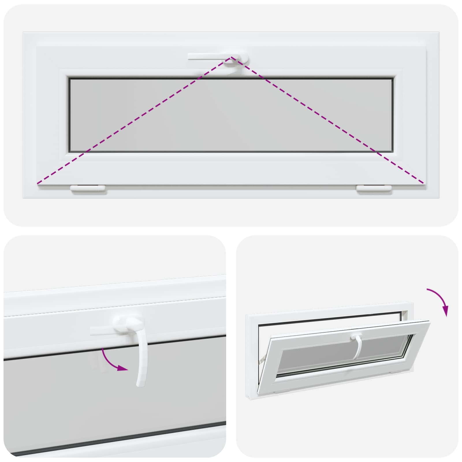Požeminio lango RISOR 110 x 40 cm PVC ir stiklas