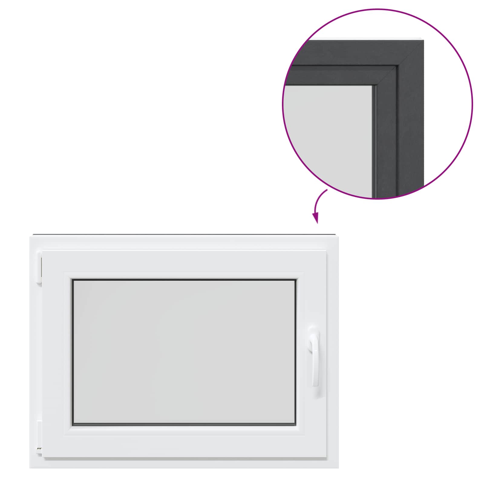 Basement Window RISOR Anthracite 80 x 60 cm PVC and Glass