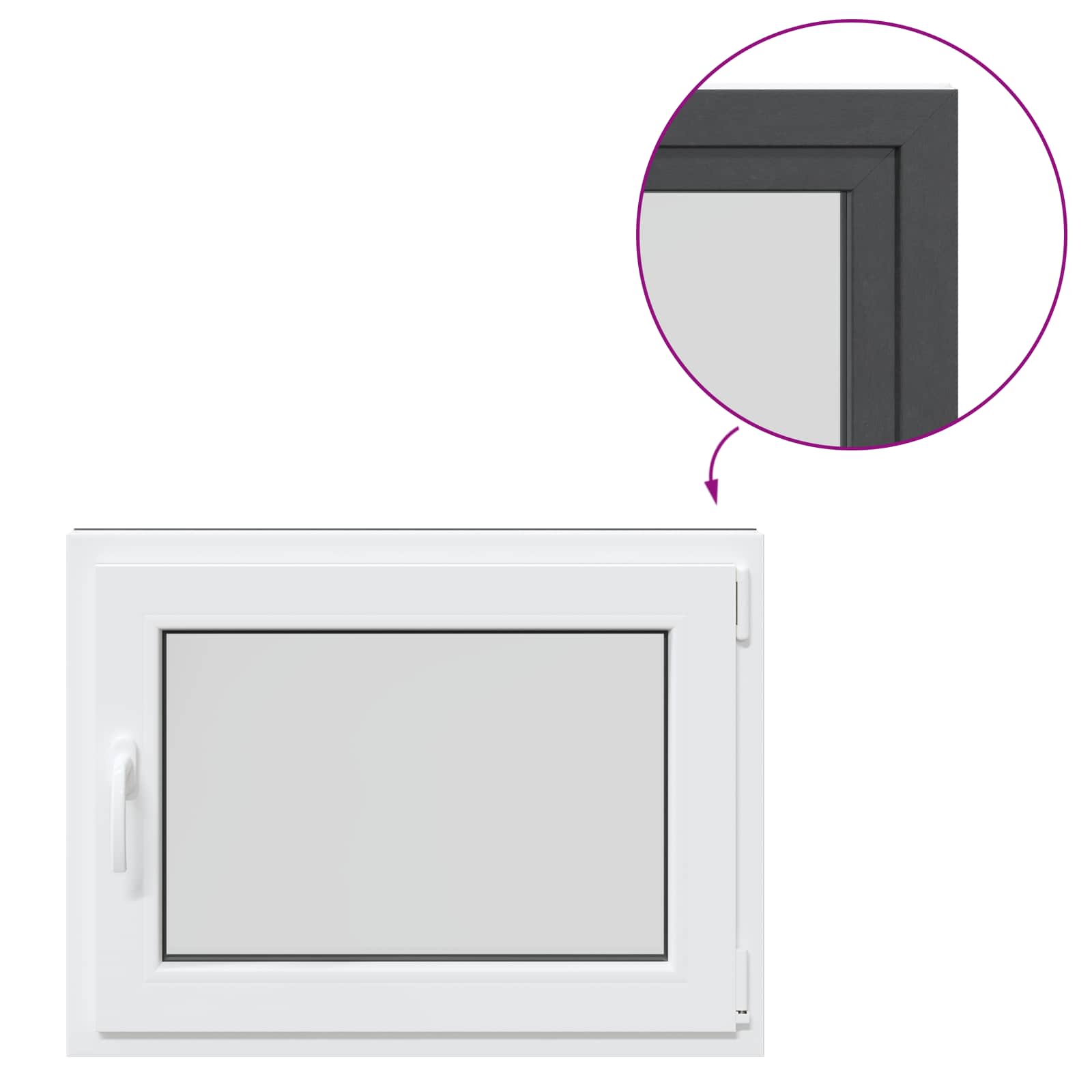 Požeminio lango RISOR Antracitas 80 x 60 cm PVC ir stiklas
