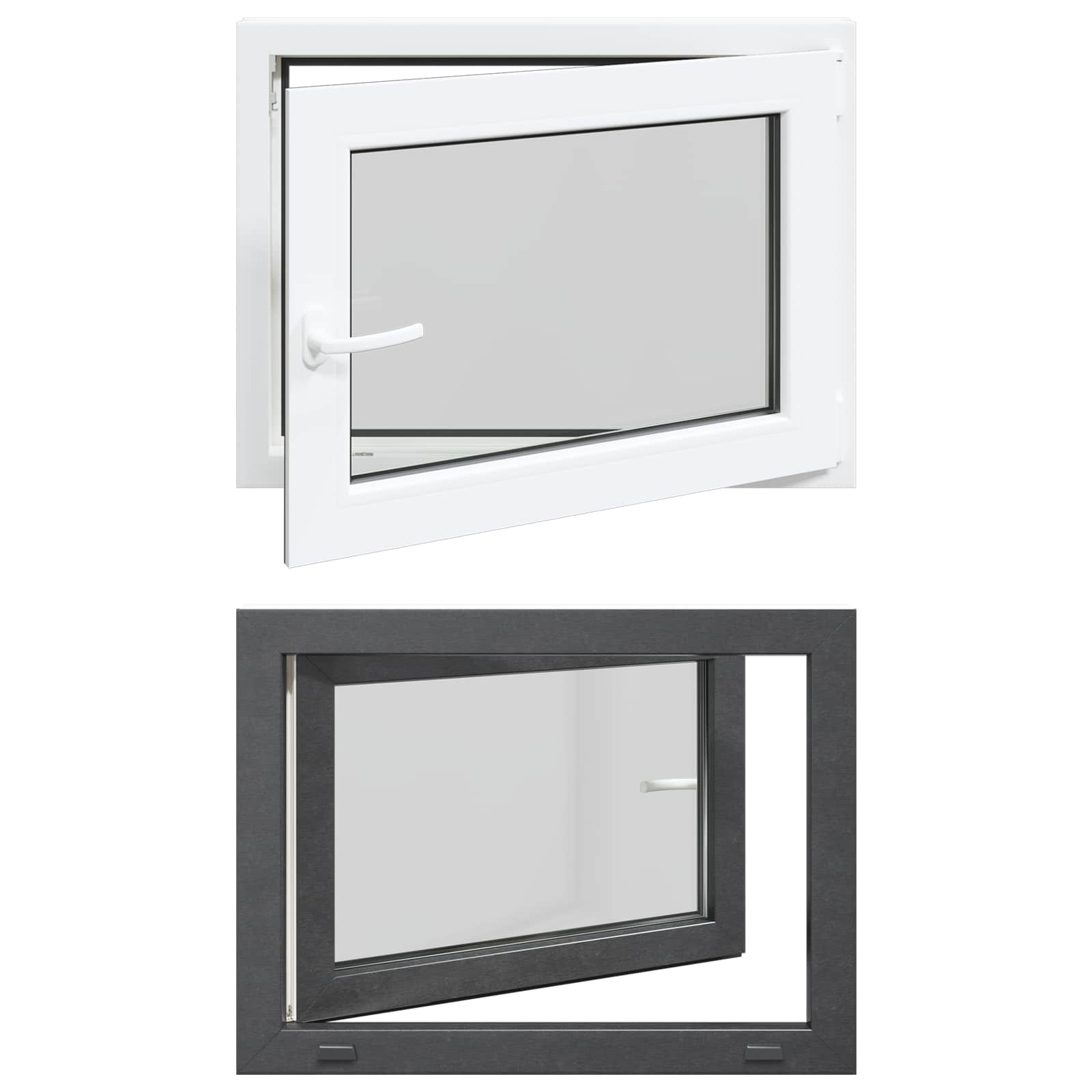 Požeminio lango RISOR Antracitas 80 x 60 cm PVC ir stiklas