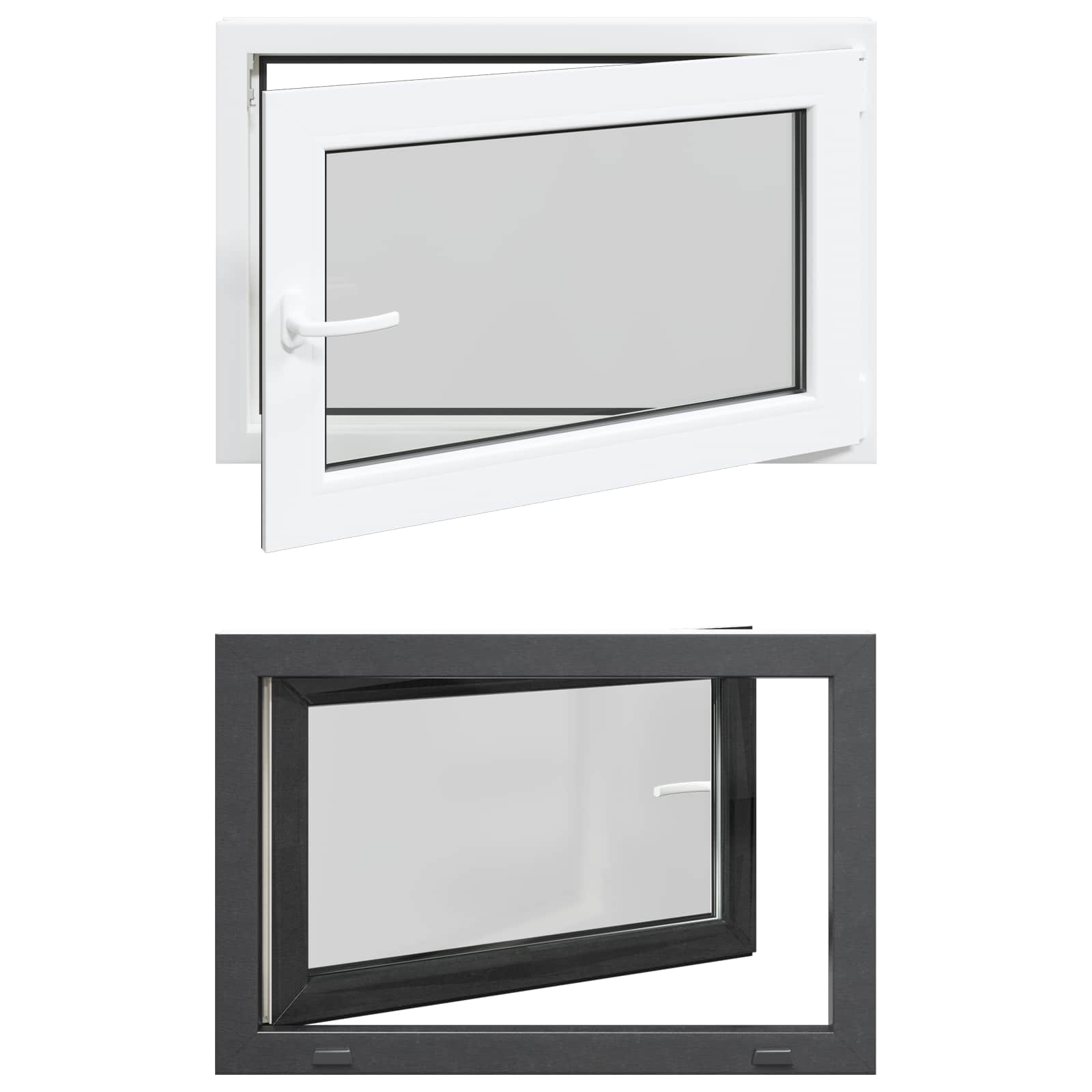 Underground Window RISOR Anthracite 80 x 70 cm PVC and glass