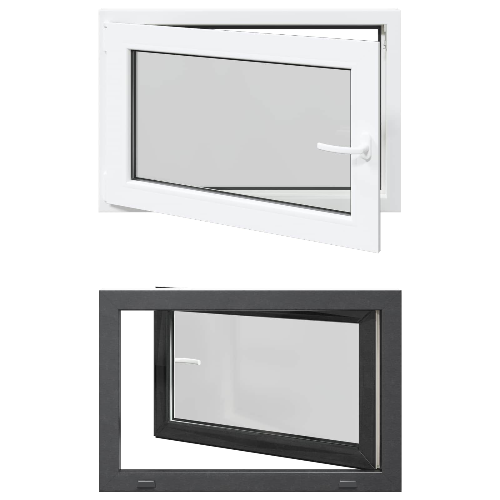 RISOR Anthracite 90 x 50 cm PVC and Glass Basement Window