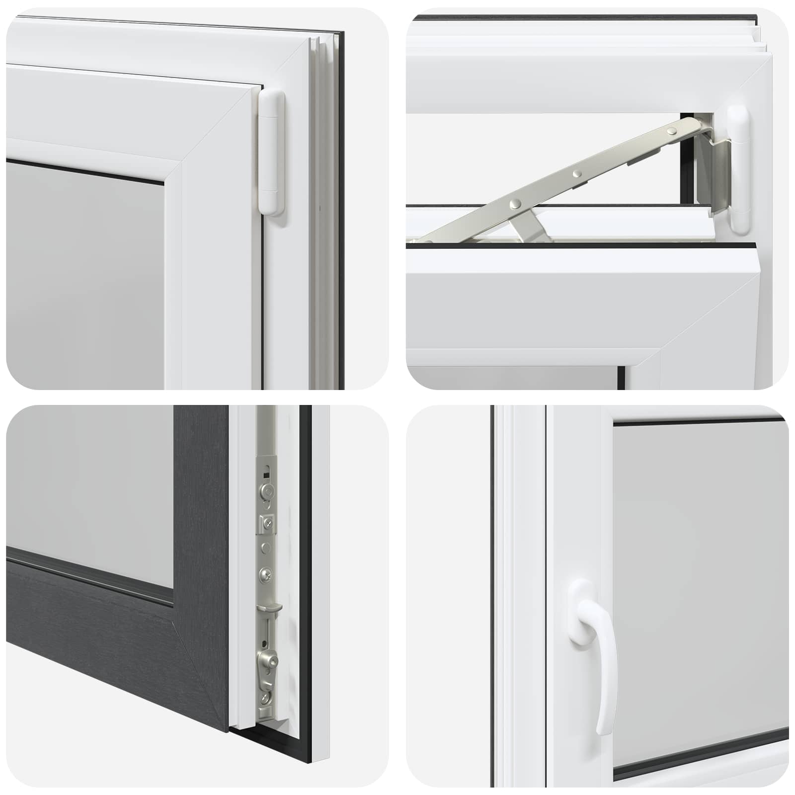 Požeminio lango RISOR Antracitas 90 x 60 cm PVC ir stiklas