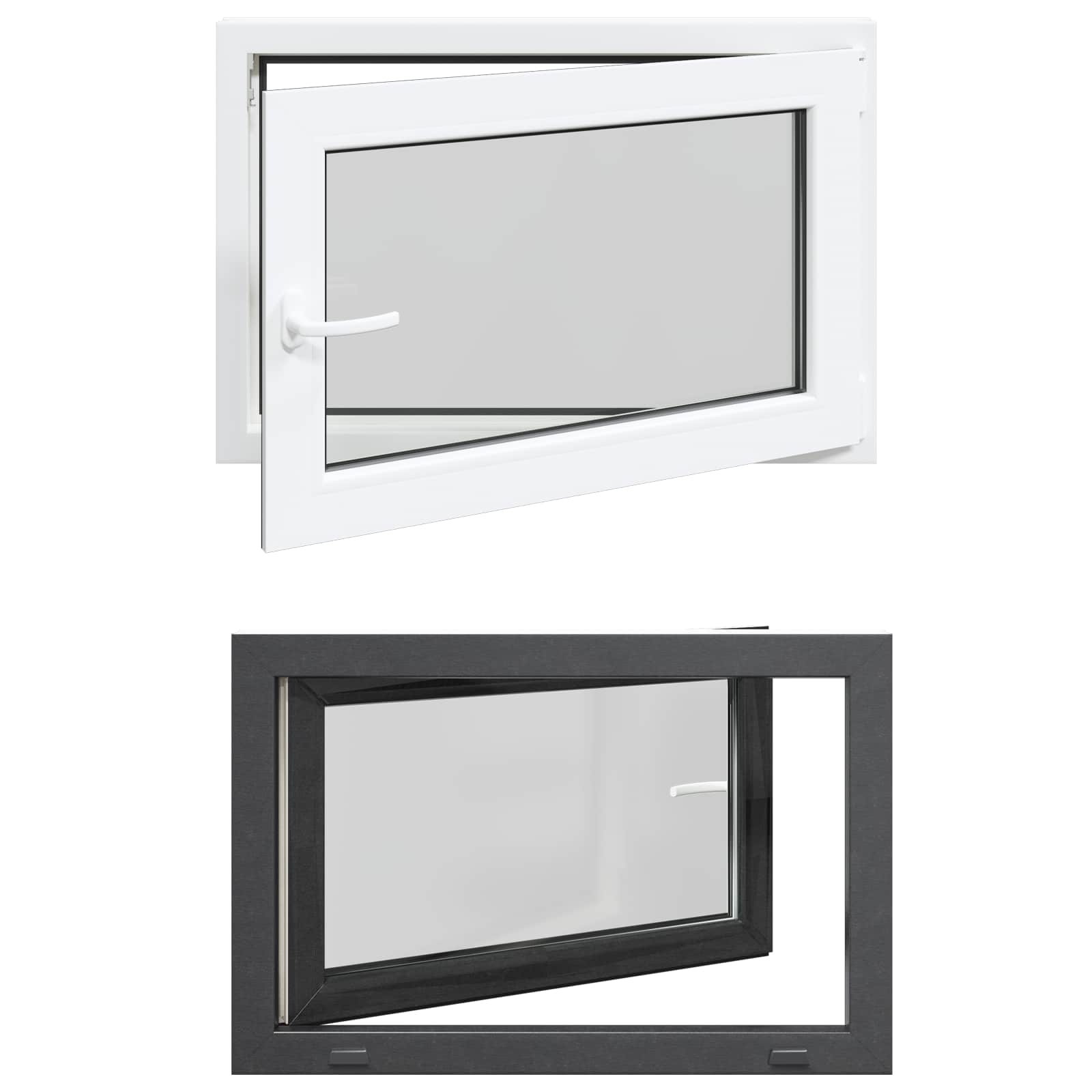 Požeminio lango RISOR Antracitas 90 x 60 cm PVC ir stiklas