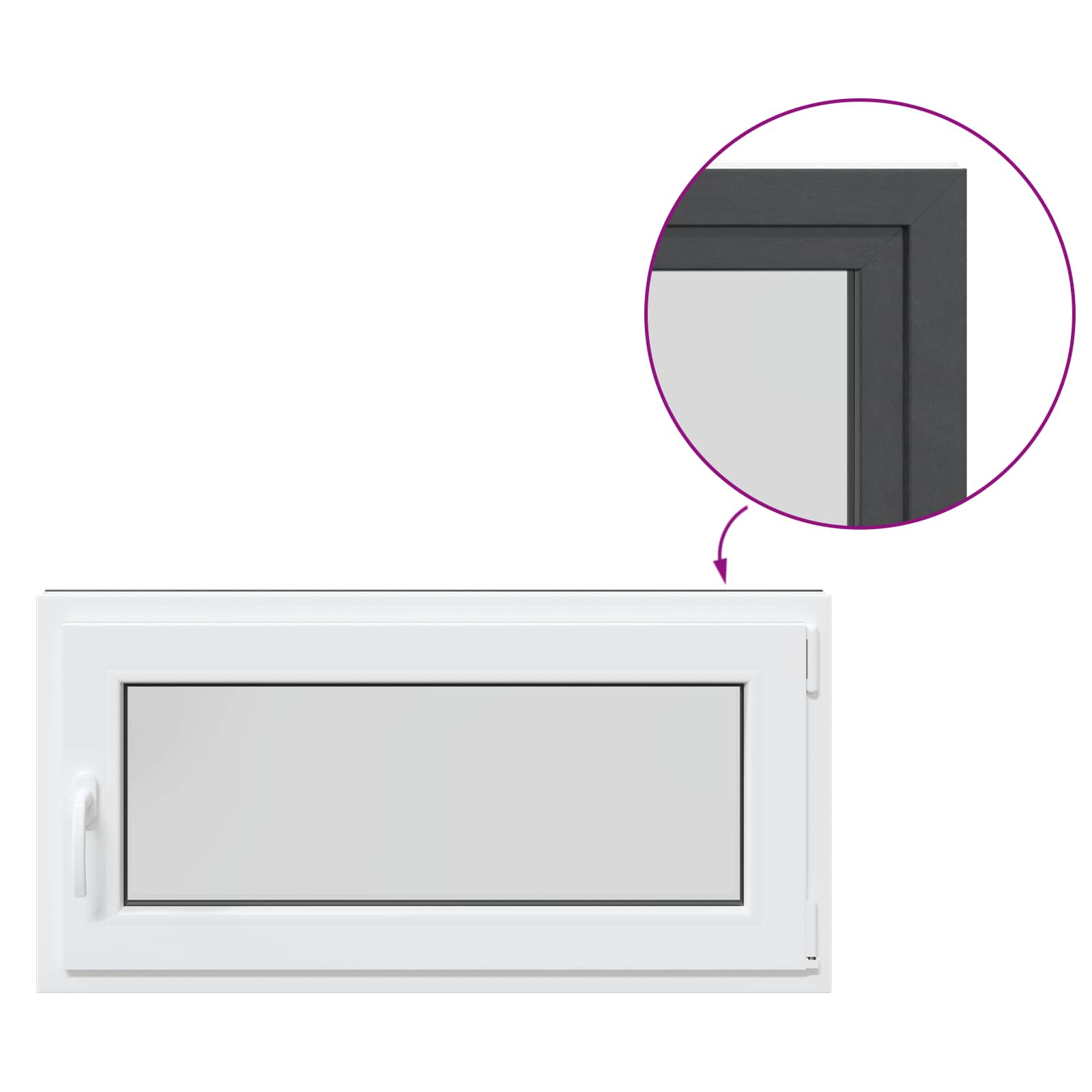 Požeminio lango RISOR Antracitas 100 x 50 cm PVC ir stiklas