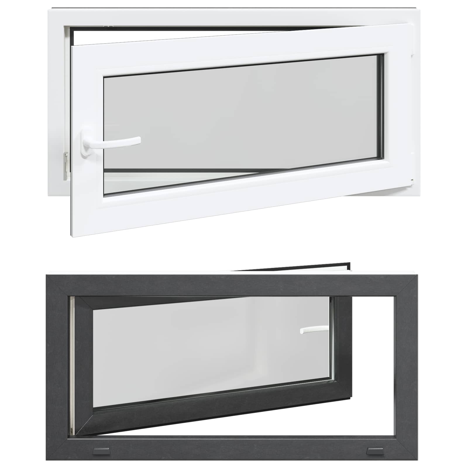 Požeminio lango RISOR Antracitas 100 x 50 cm PVC ir stiklas