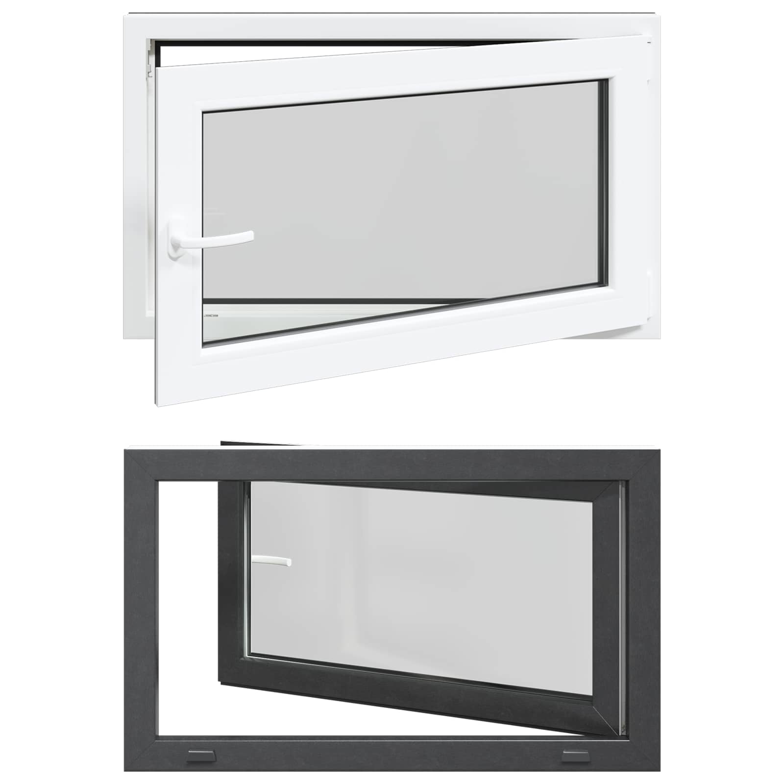 Požeminio lango RISOR Antracitas 100 x 70 cm PVC ir stiklas