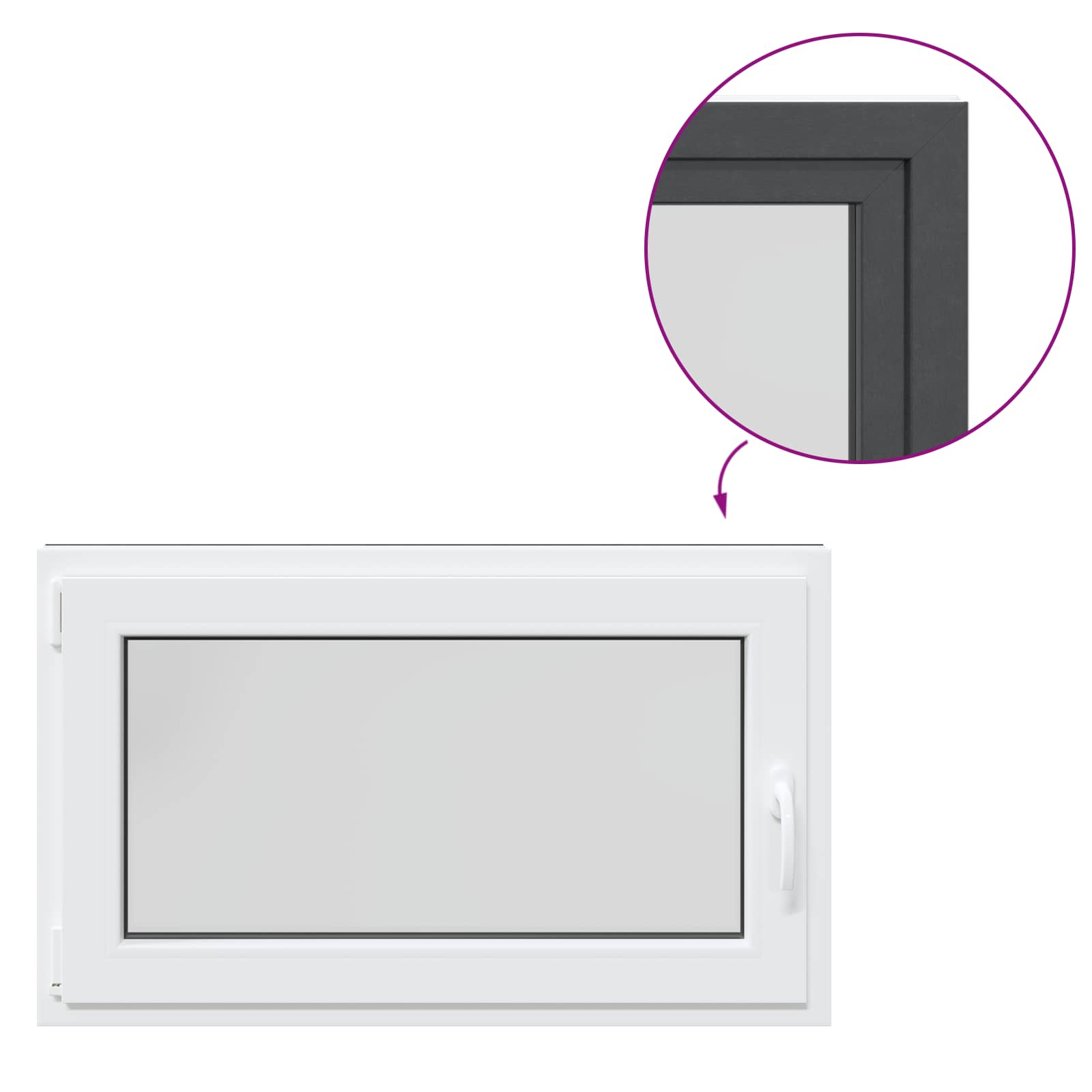 Požeminio lango RISOR Antracitas 100 x 70 cm PVC ir stiklas