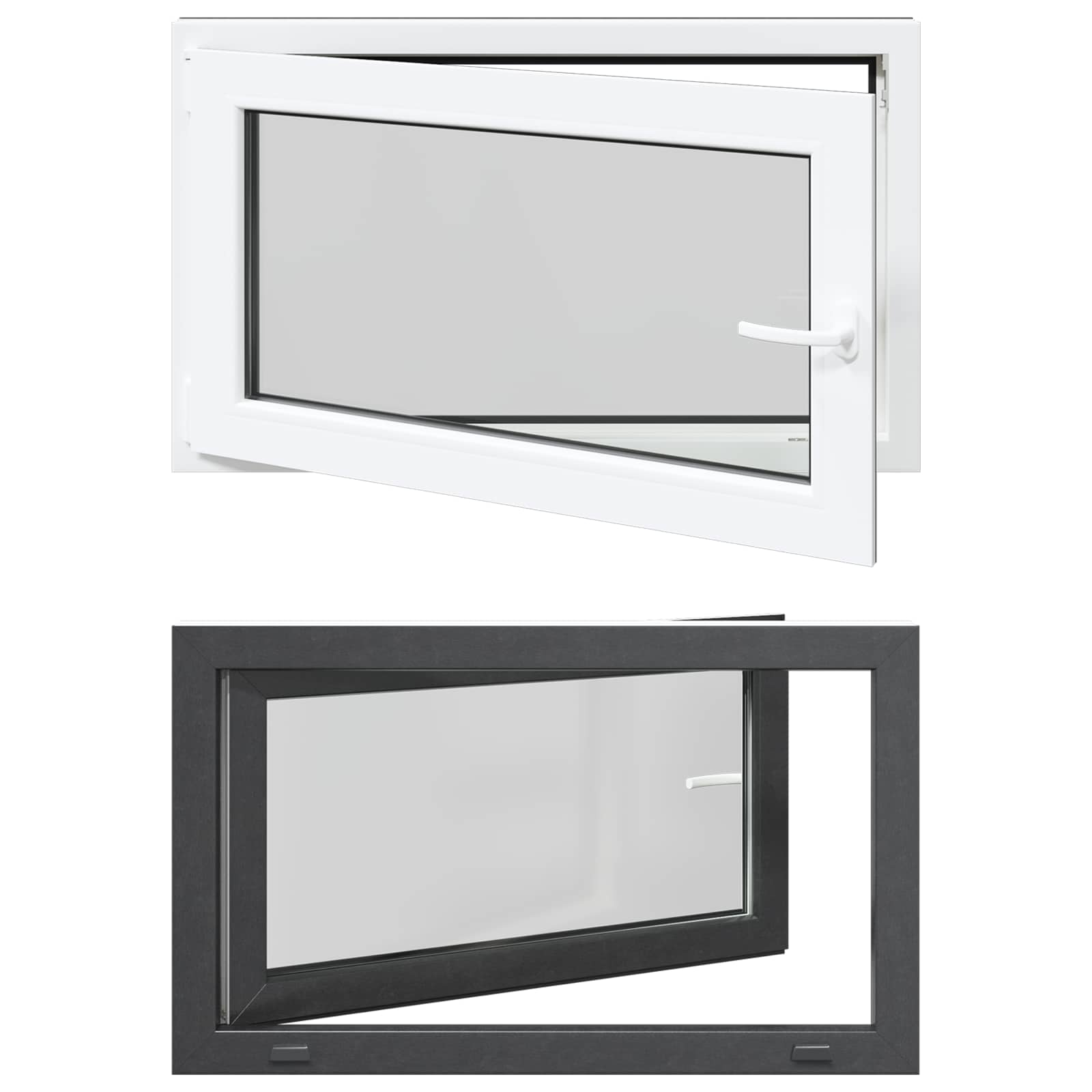 Požeminio lango RISOR Antracitas 100 x 70 cm PVC ir stiklas