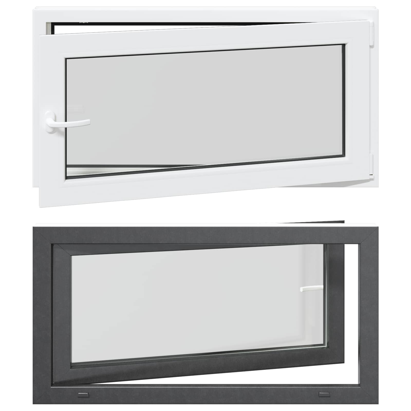 Požeminio lango RISOR Antracitas 110 x 60 cm PVC ir stiklas