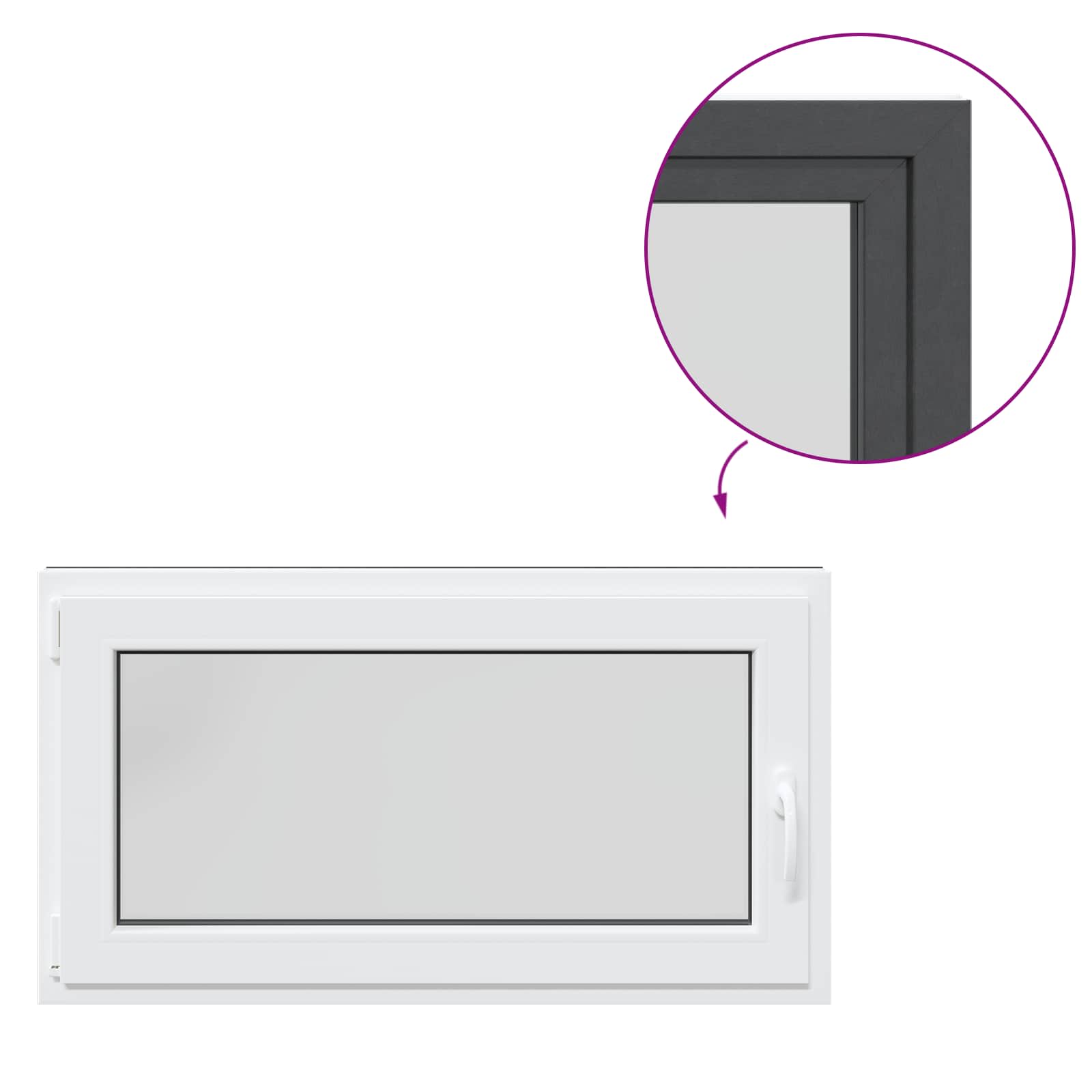 Požeminio lango RISOR Antracitas 110 x 60 cm PVC ir stiklas