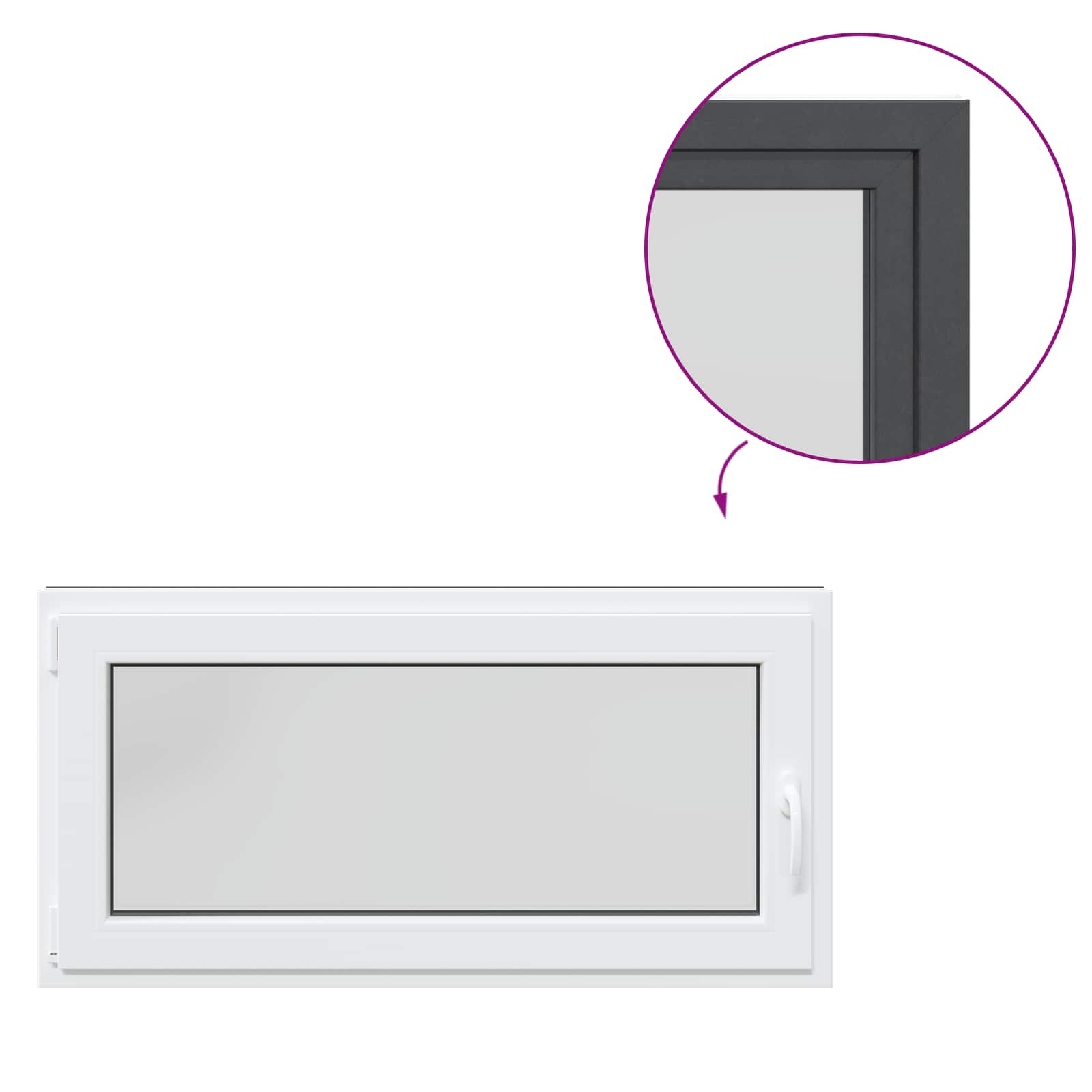 Požeminio lango RISOR Antracitas 120 x 60 cm PVC ir stiklas