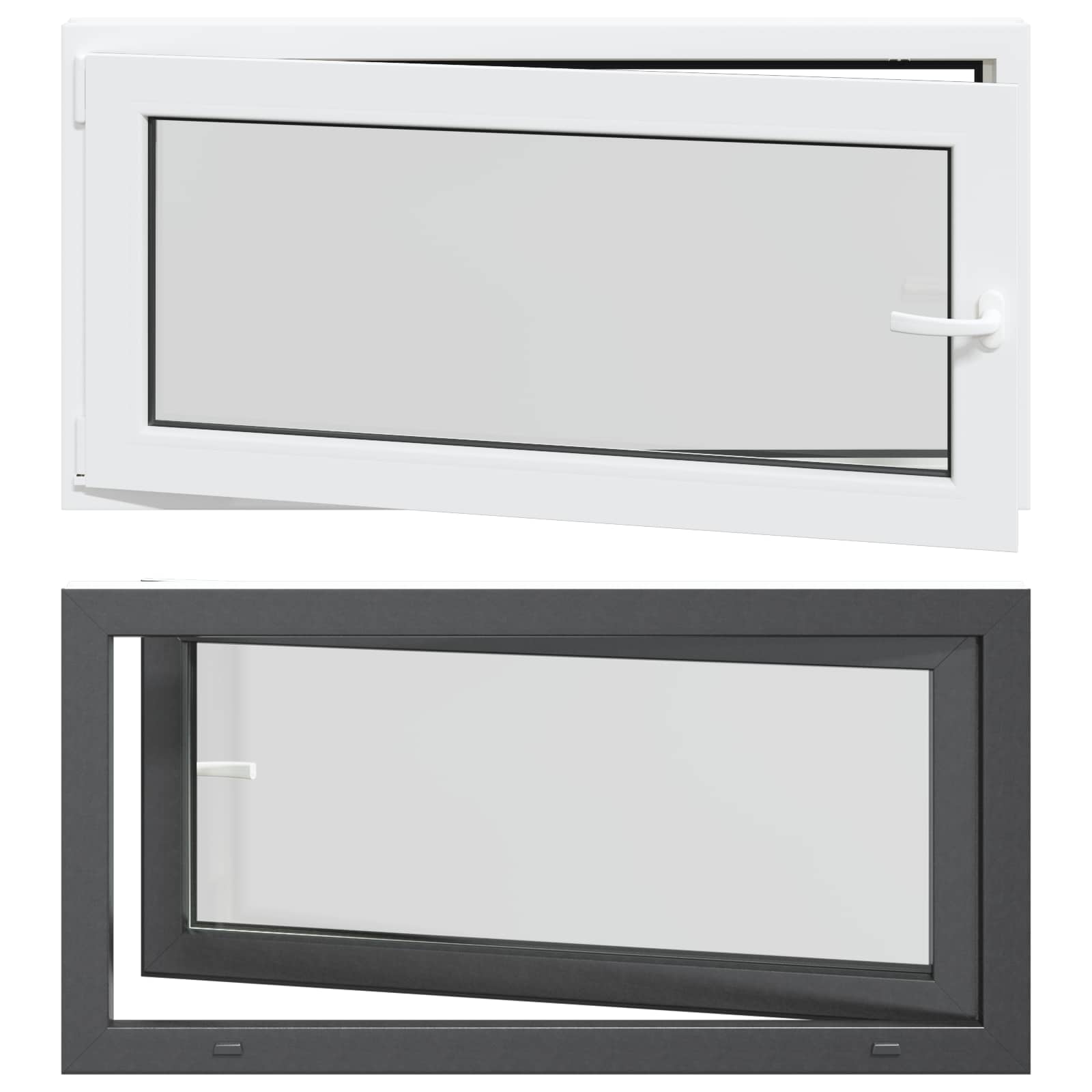 Požeminio lango RISOR Antracitas 120 x 60 cm PVC ir stiklas