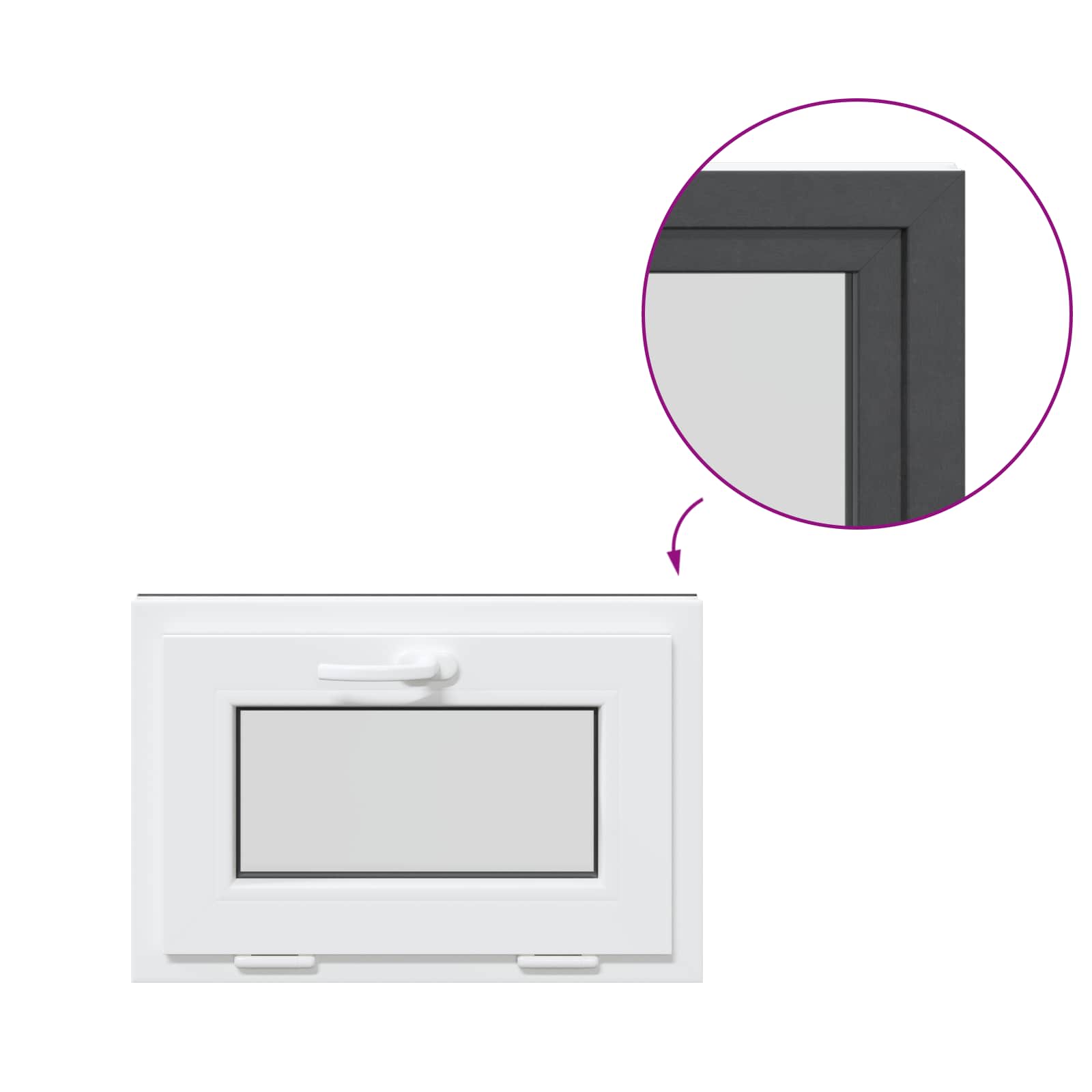 Požeminio lango RISOR 60 x 40 cm PVC ir stiklas Antracito