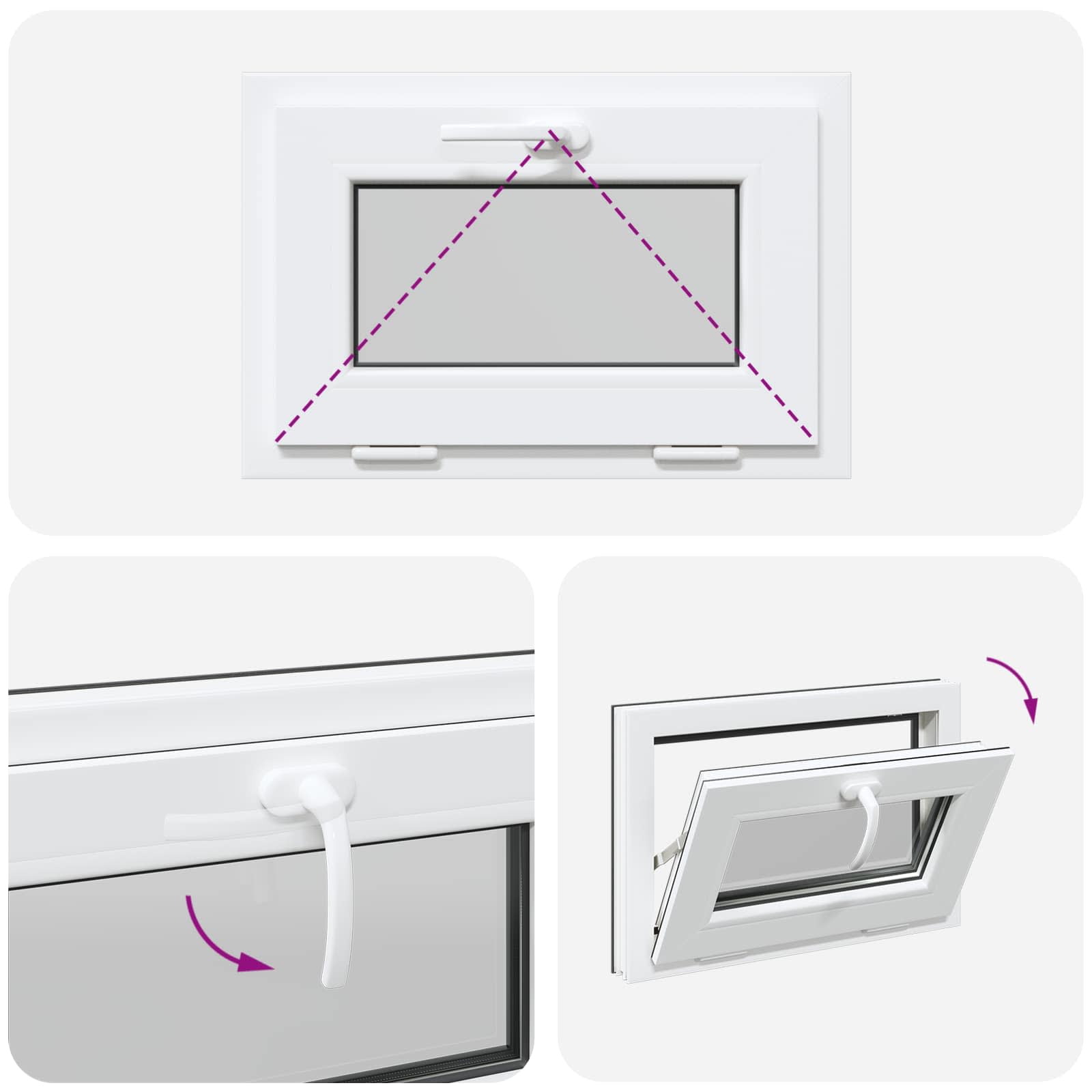 Požeminio lango RISOR 60 x 40 cm PVC ir stiklas Antracito