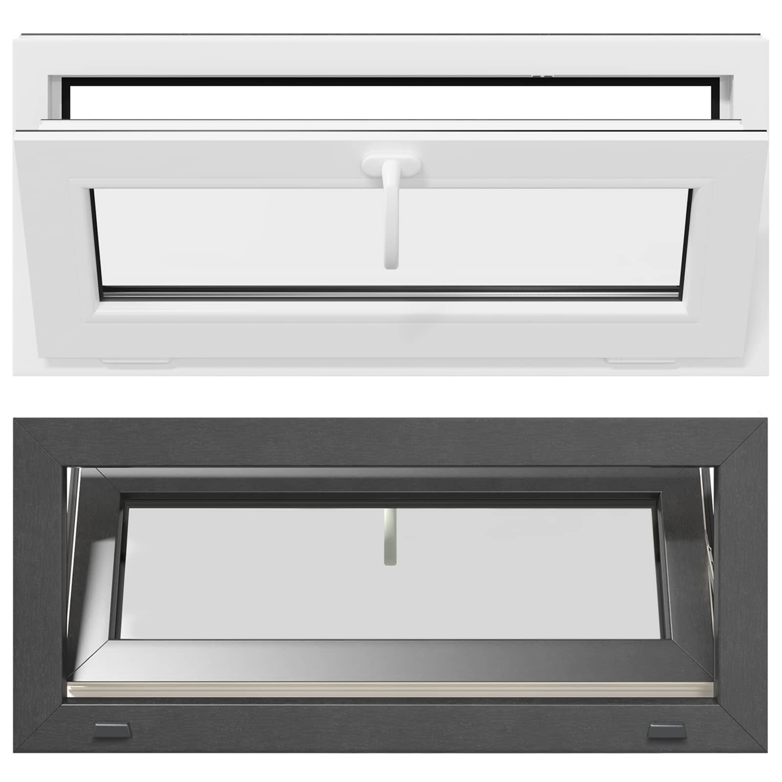 Požeminio lango RISOR 90 x 40 cm PVC ir stiklas Antracito