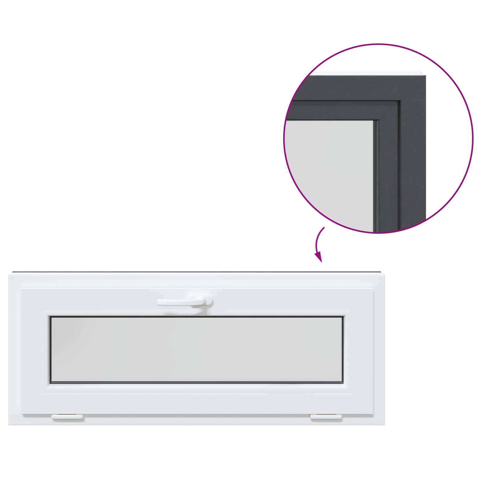 Požeminio lango RISOR 100 x 40 cm PVC ir stiklas Antracito