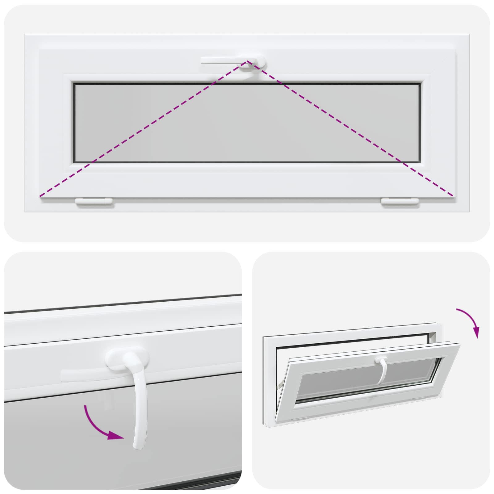 Požeminio lango RISOR 100 x 40 cm PVC ir stiklas Antracito