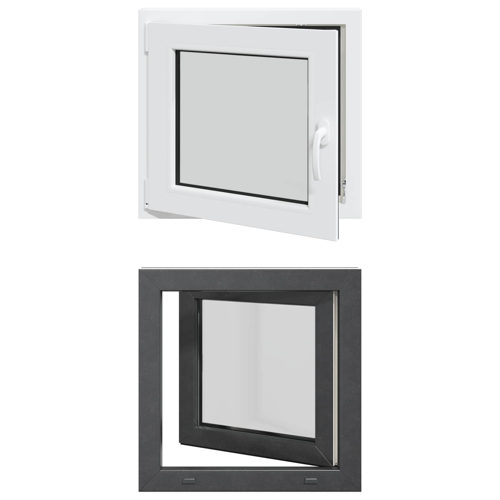 Požeminio lango RISOR Antracitas 50 x 50 cm PVC ir stiklas