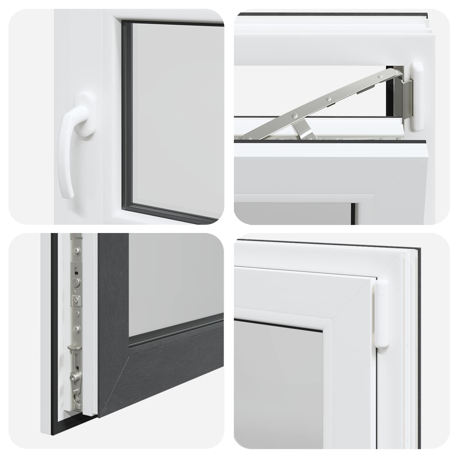 Požeminio lango RISOR Antracitas 60 x 60 cm PVC ir stiklas