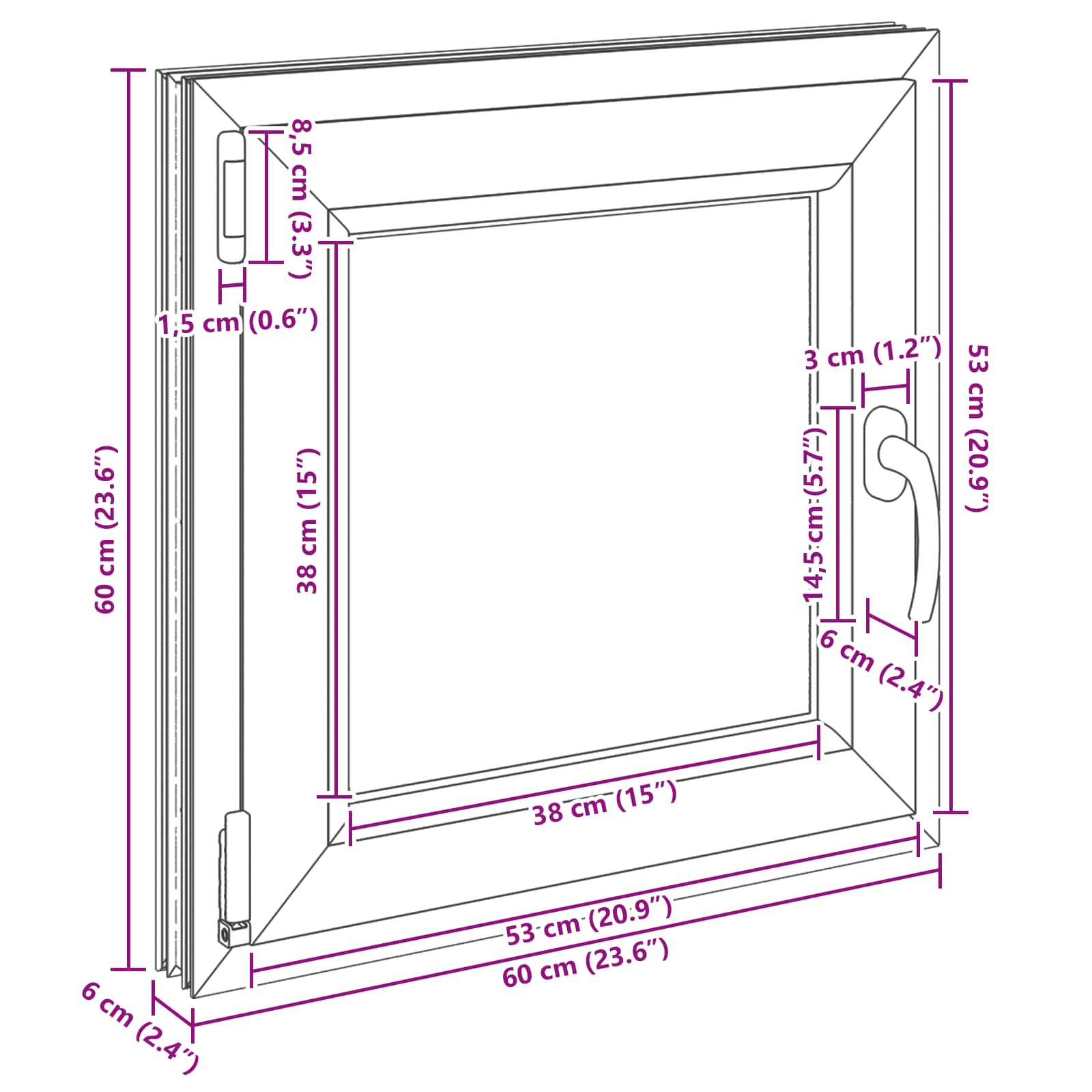 Pazemes logs RISOR Antracīts 60 x 60 cm PVC un stikls