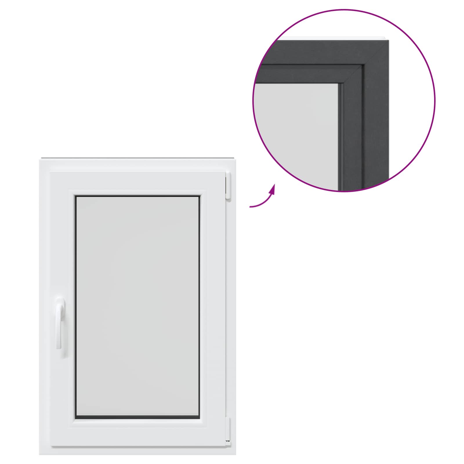Basement Window RISOR Anthracite 60 x 80 cm PVC and Glass