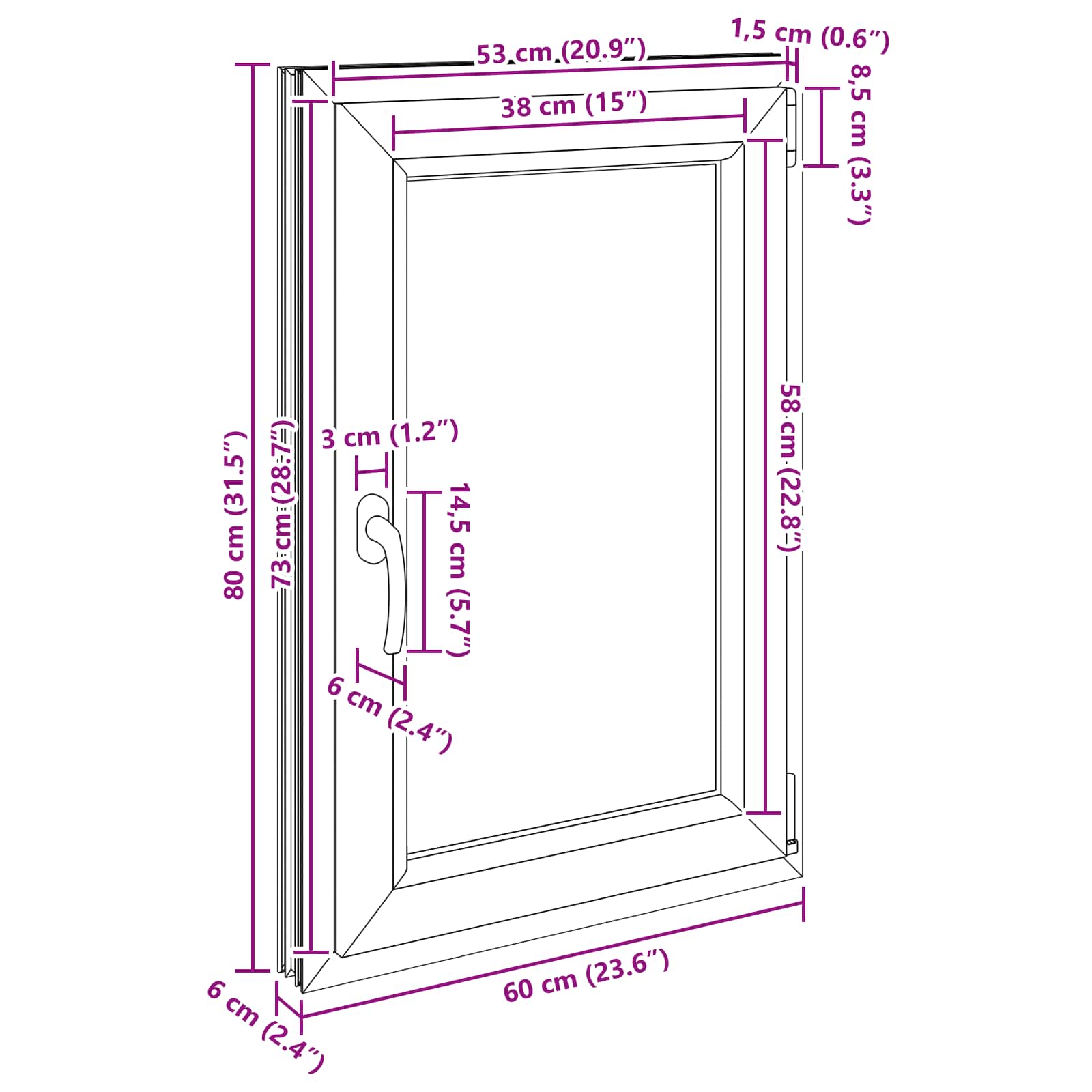 Basement Window RISOR Anthracite 60 x 80 cm PVC and Glass