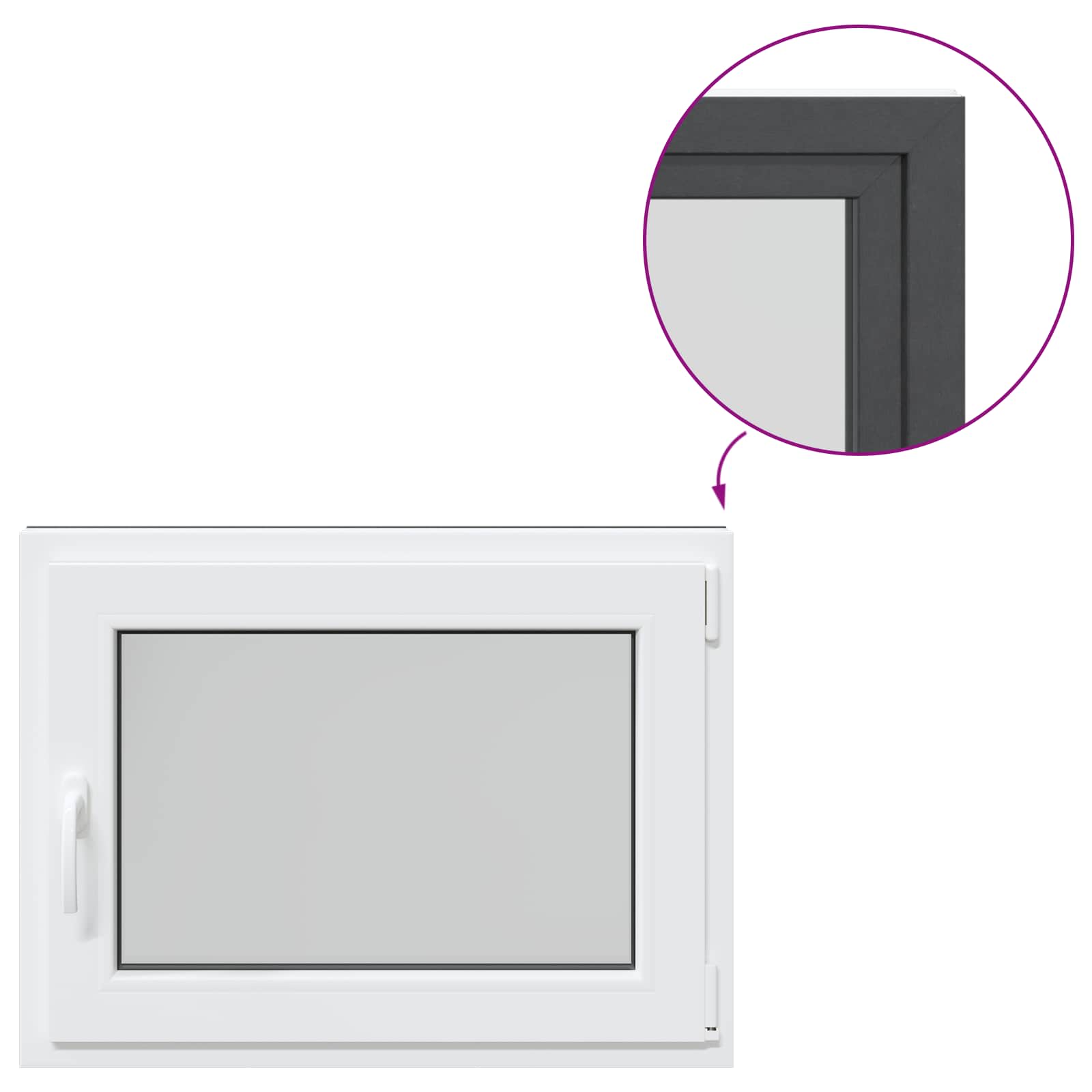 Požeminio lango RISOR Antracitas 80 x 50 cm PVC ir stiklas