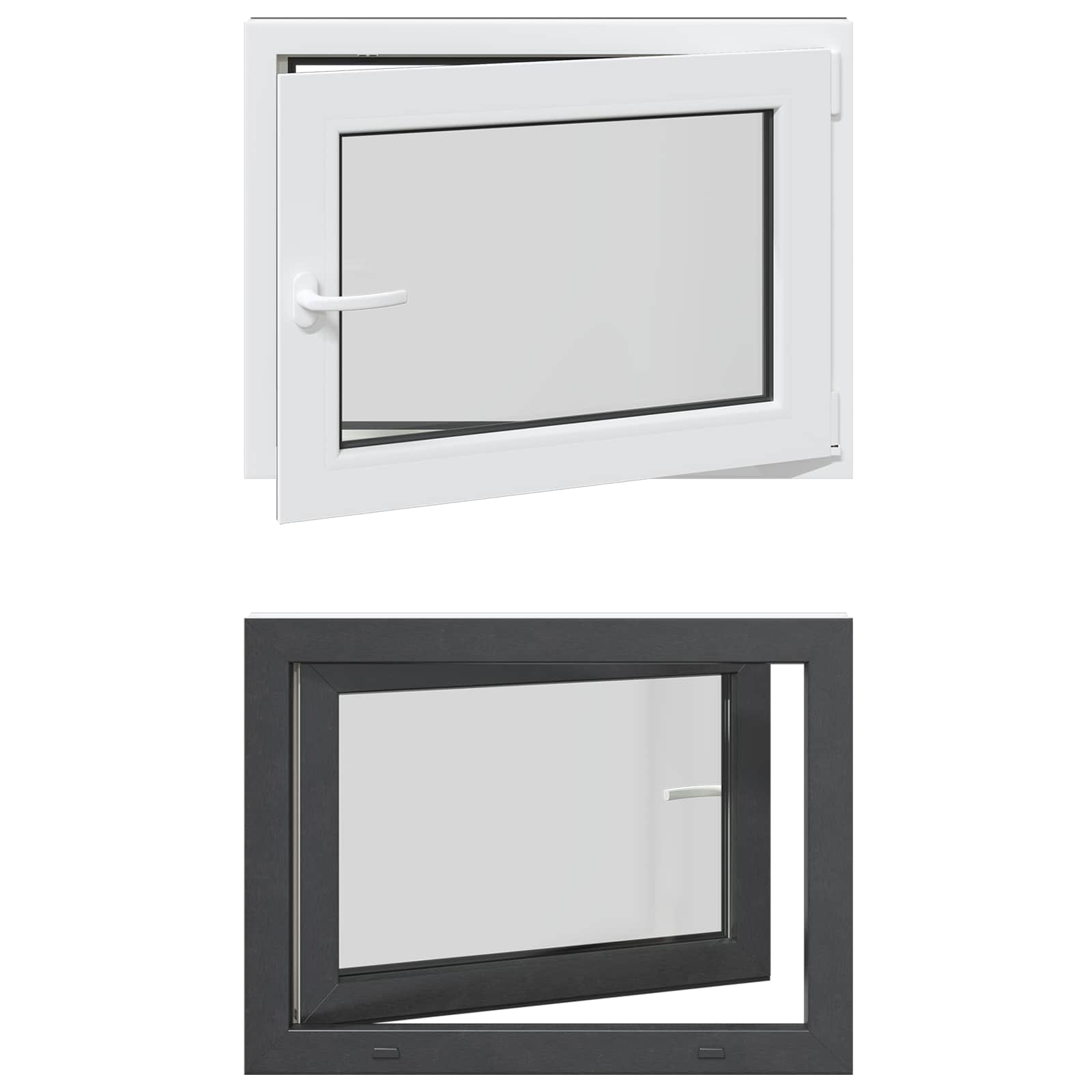 Požeminio lango RISOR Antracitas 80 x 50 cm PVC ir stiklas