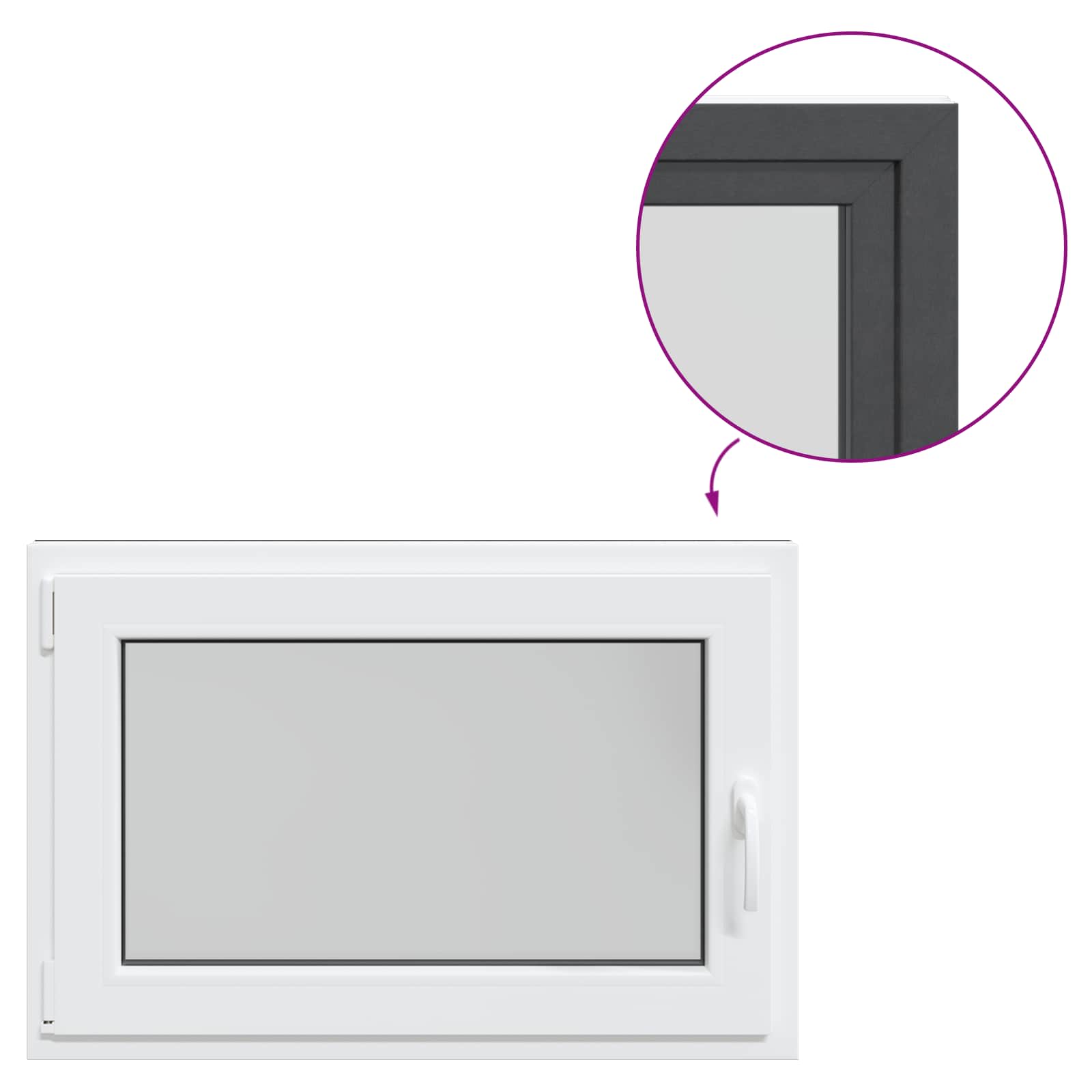 Požeminio lango RISOR Antracitas 90 x 60 cm PVC ir stiklas