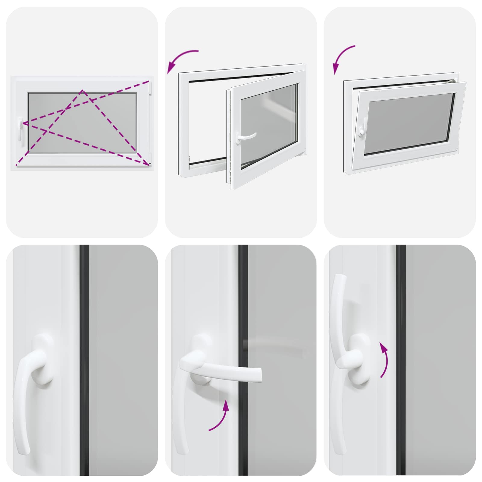 Požeminio lango RISOR Antracitas 90 x 60 cm PVC ir stiklas
