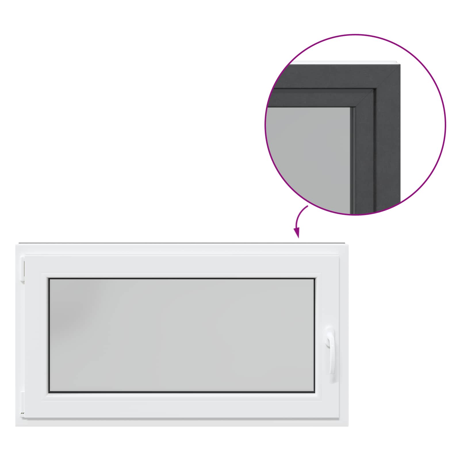 RISOR Underground Window Anthracite 110 x 70 cm PVC and Glass