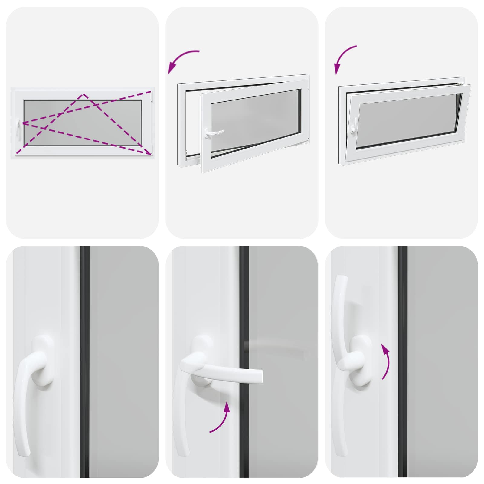 Požeminio lango RISOR Antracitas 120 x 60 cm PVC ir stiklas
