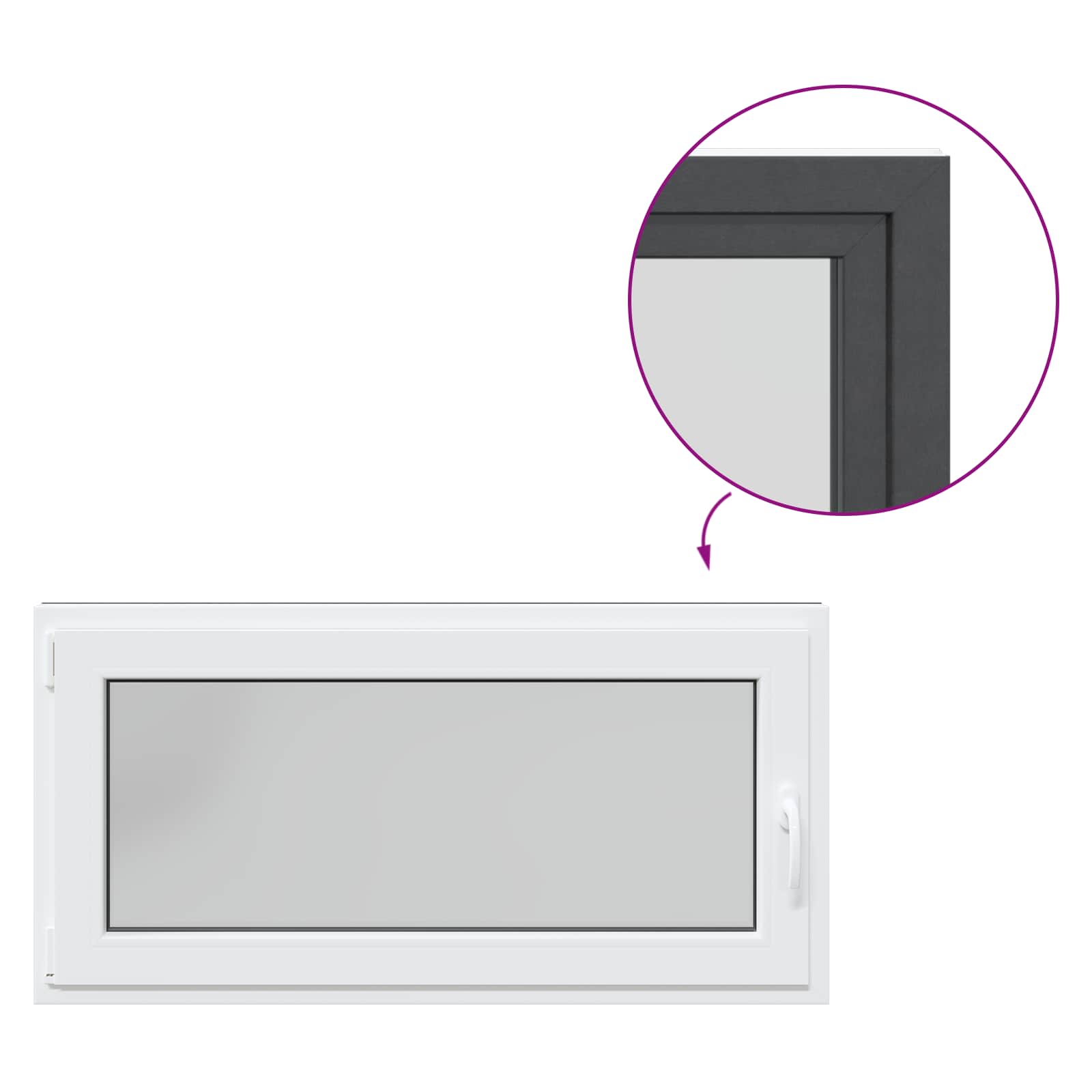 Basement Window RISOR Anthracite 120 x 60 cm PVC and Glass