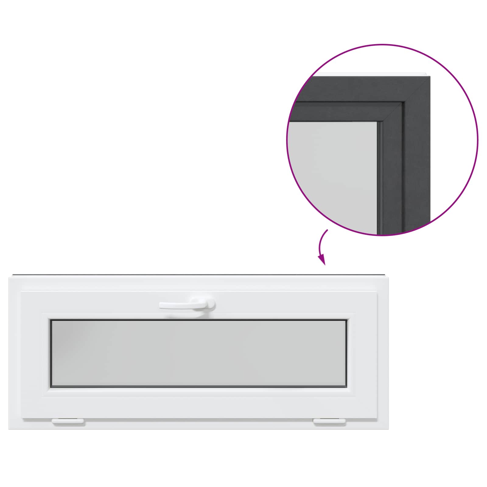 Požeminio lango RISOR 110 x 40 cm PVC ir stiklas Antracito