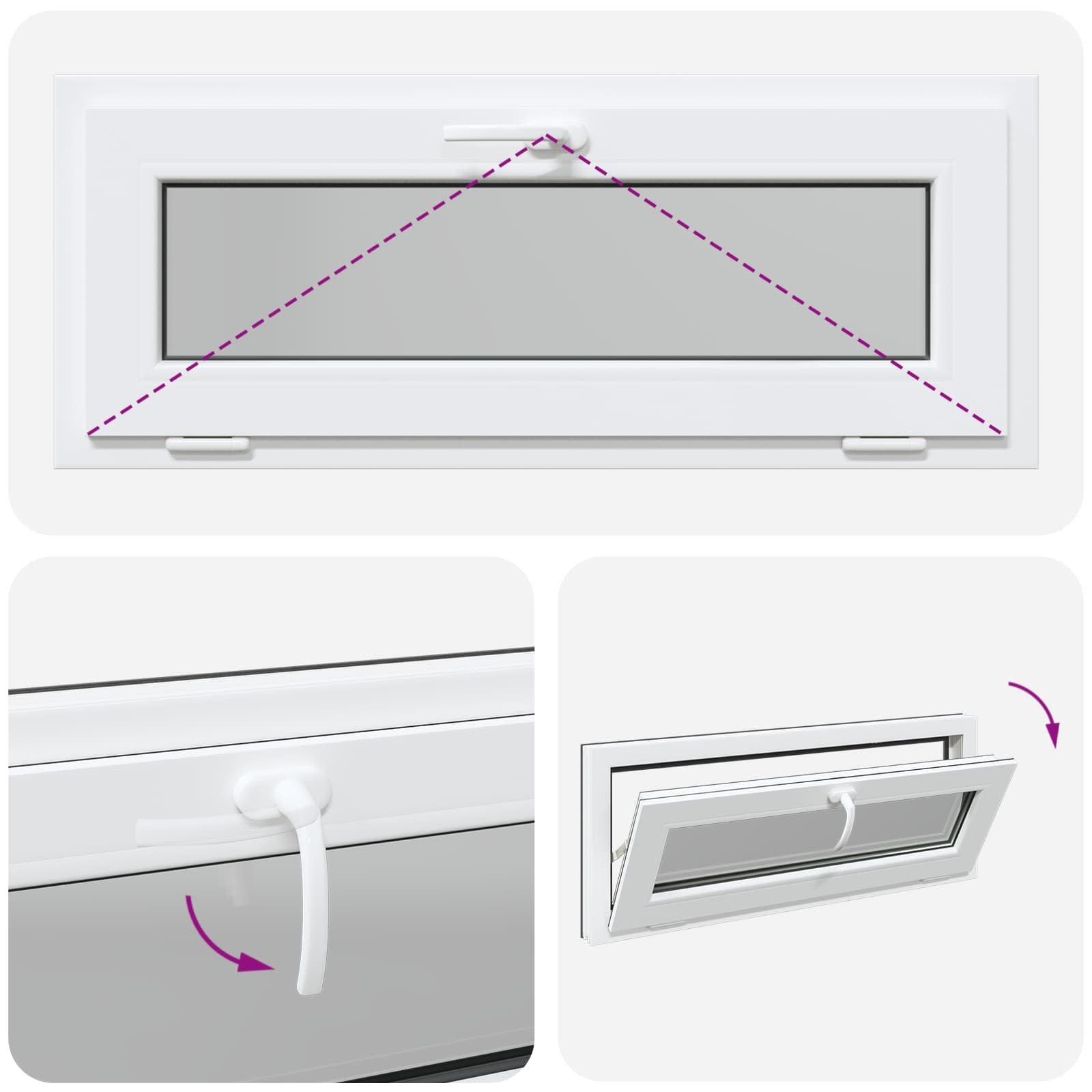 Požeminio lango RISOR 110 x 40 cm PVC ir stiklas Antracito