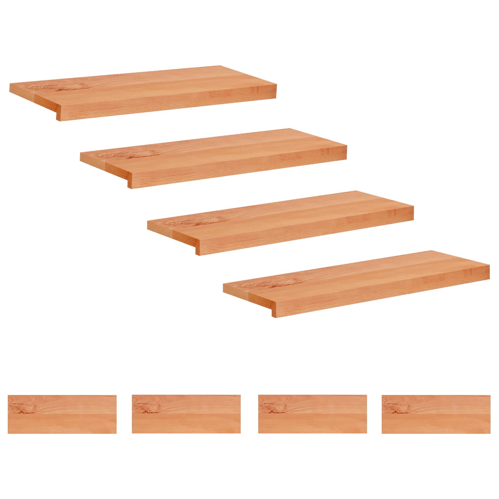 Laiptų pakopos 8 vnt. 80 x 30 x 2 cm Lakas Kietas bukas medis