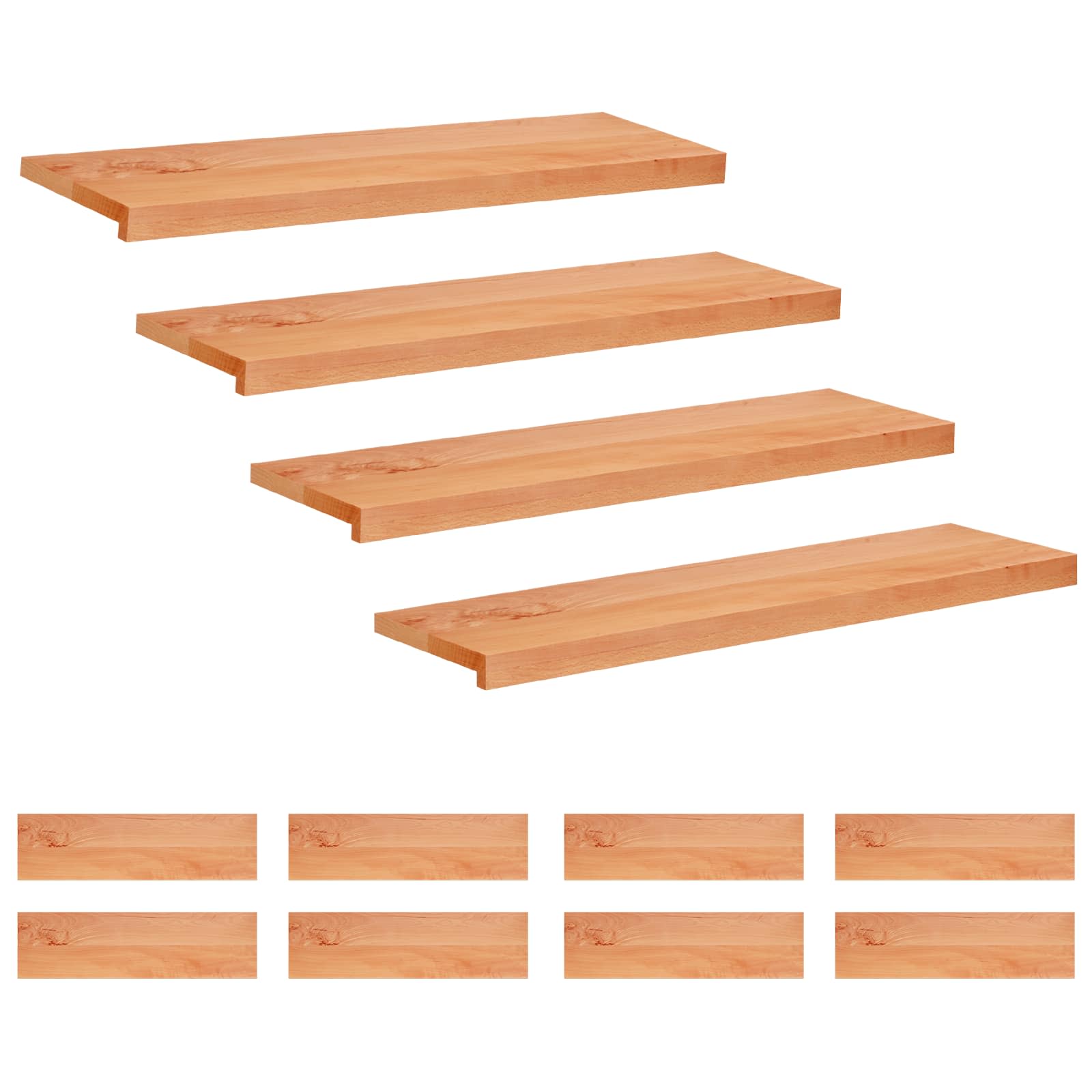 Laiptų pakopos 12 vnt. 100 x 30 x 2 cm Lakas Kietas bukas medis