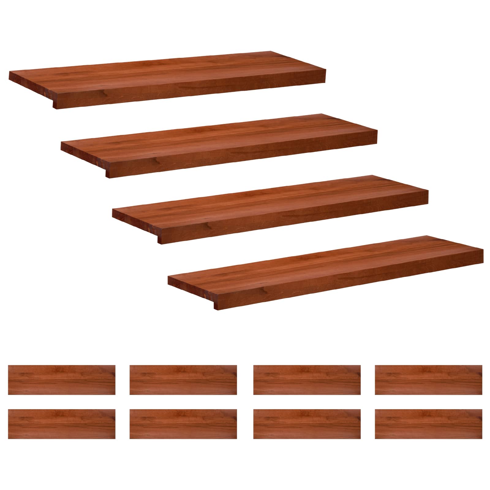 Laiptų pakopos 12 vnt. 100 x 25 x 2 cm Ruda Kietas bukas medis