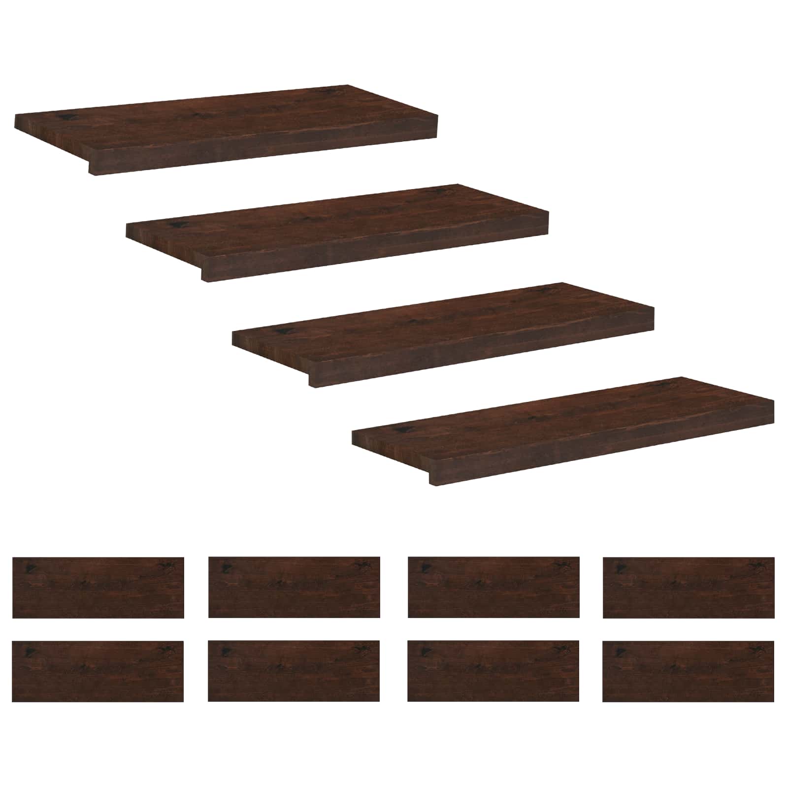 Laiptų pakopos 12 vnt. 80 x 25 x 2 cm Tamsiai rudas