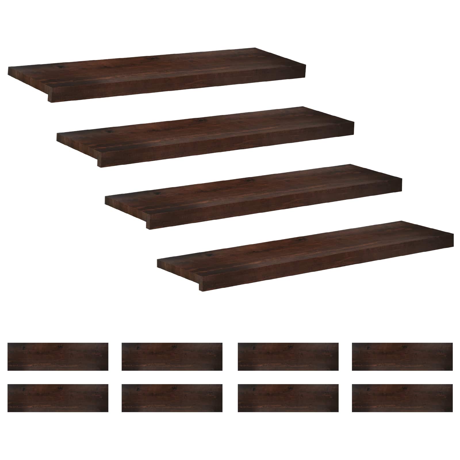 Laiptų pakopos 12 vnt. 90 x 25 x 2 cm Tamsiai rudas
