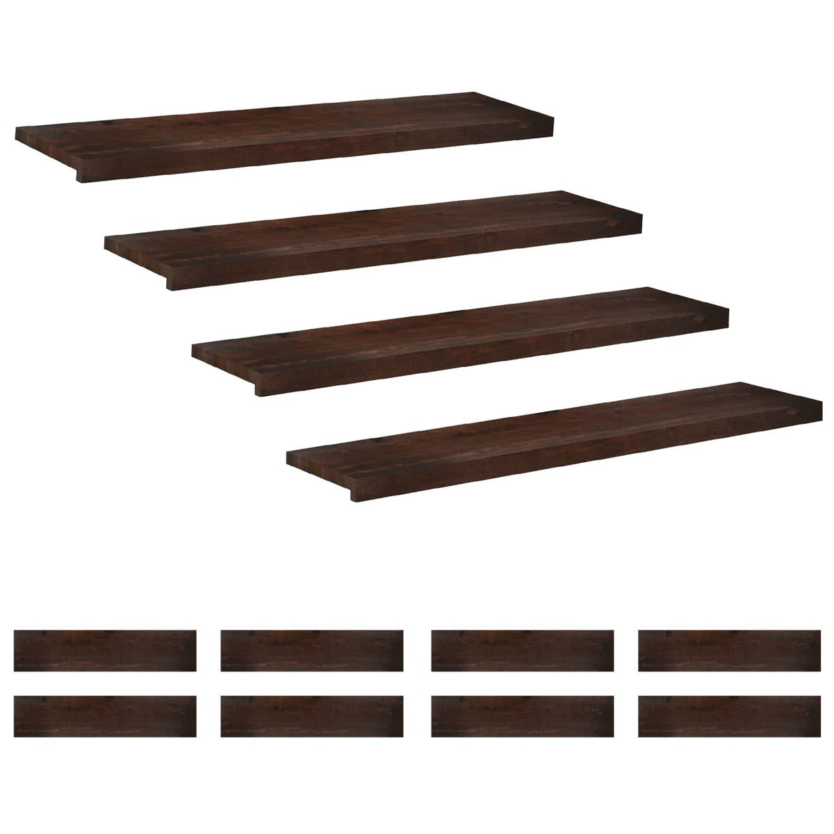 Laiptų pakopos 12 vnt. 120 x 30 x 2 cm Tamsiai rudas