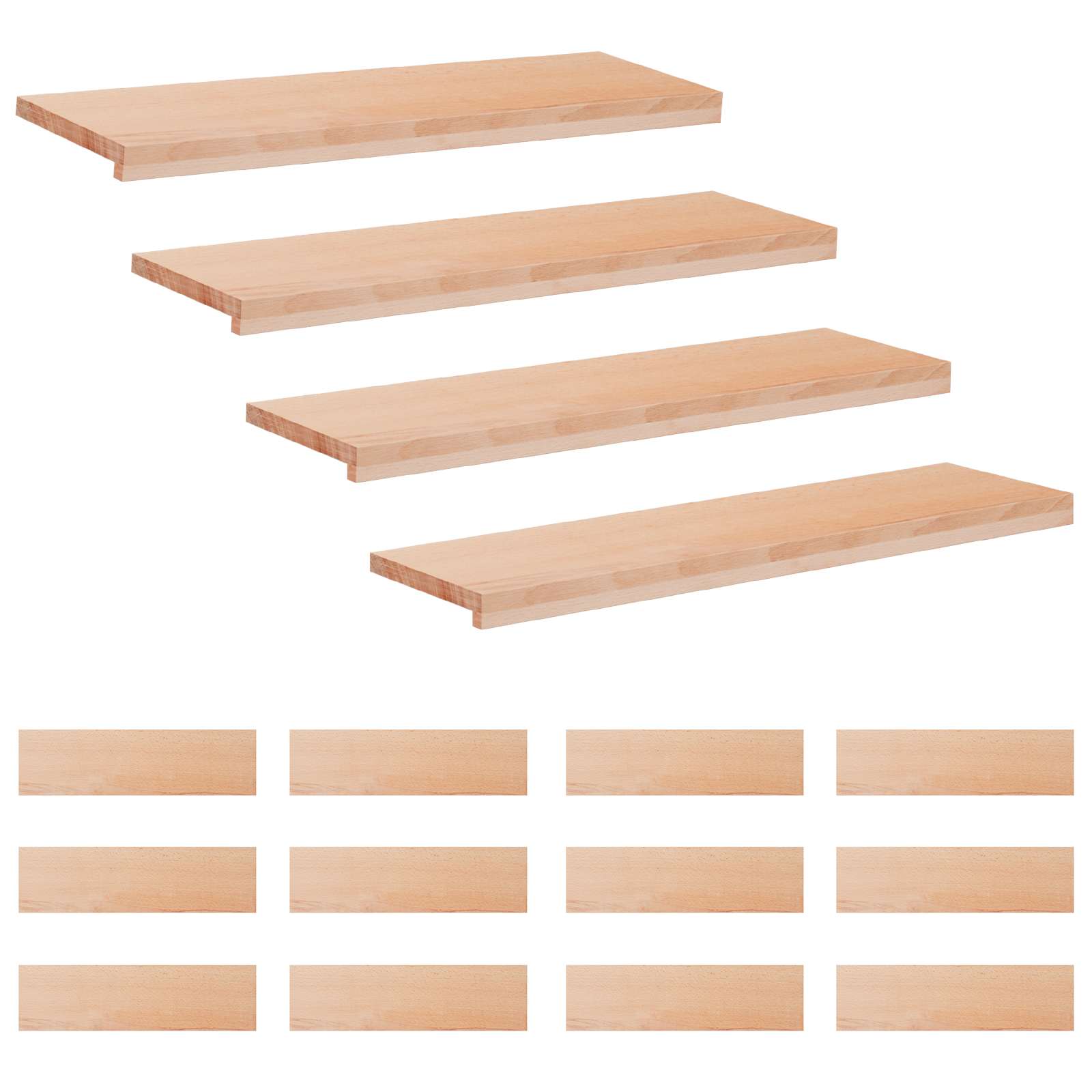 Laiptų pakopos 16 vnt. 100 x 25 x 2 cm Natūrali
