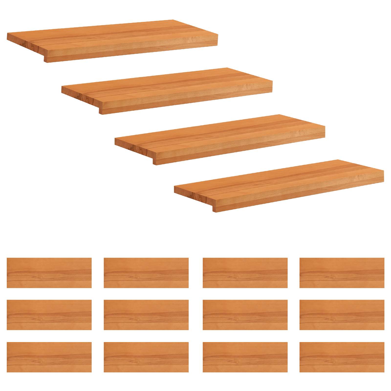 Laiptų pakopos 16 vnt. 80 x 25 x 2 cm Šviesiai rudas
