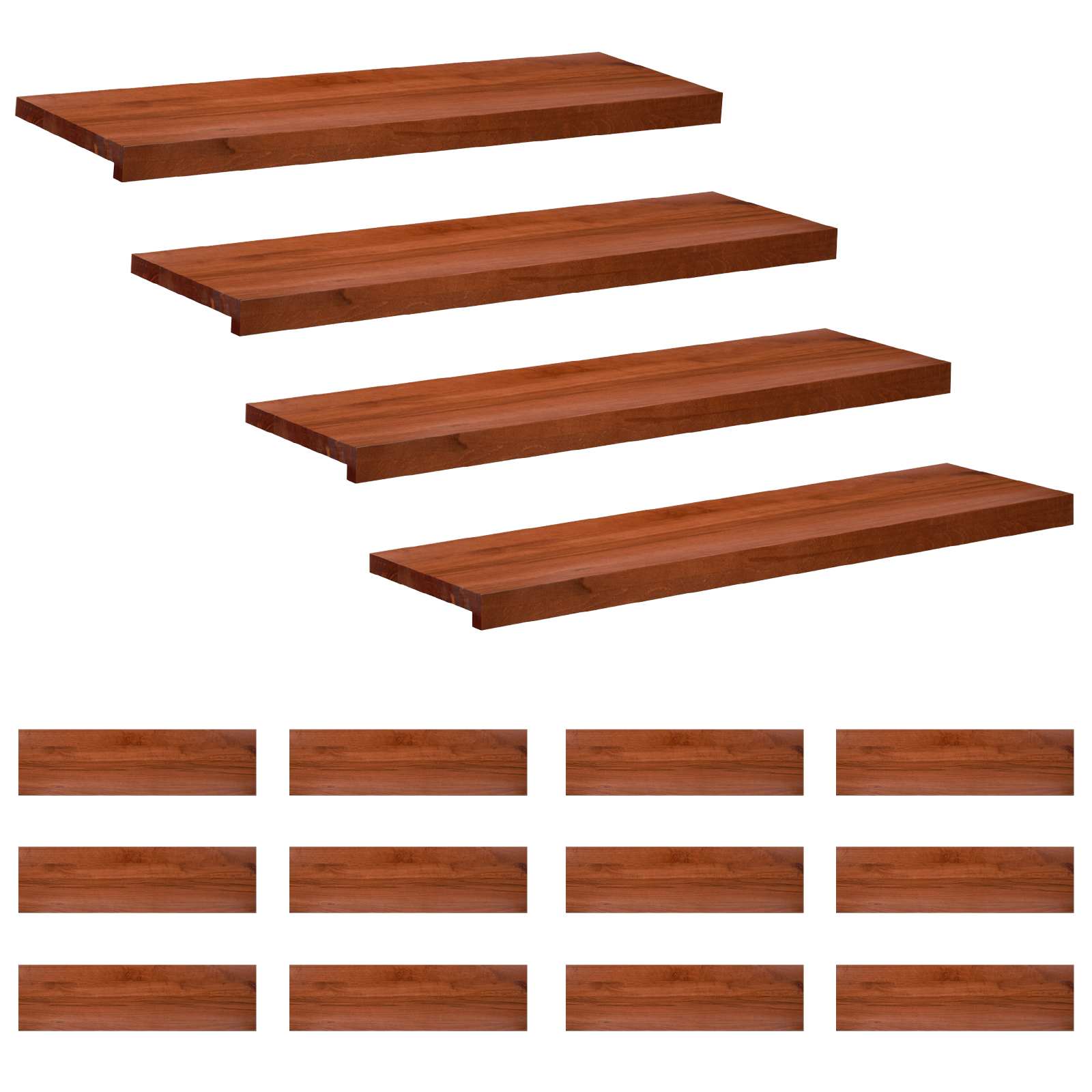 Laiptų pakopos 16 vnt. 100 x 25 x 2 cm Ruda Kietas bukas medis