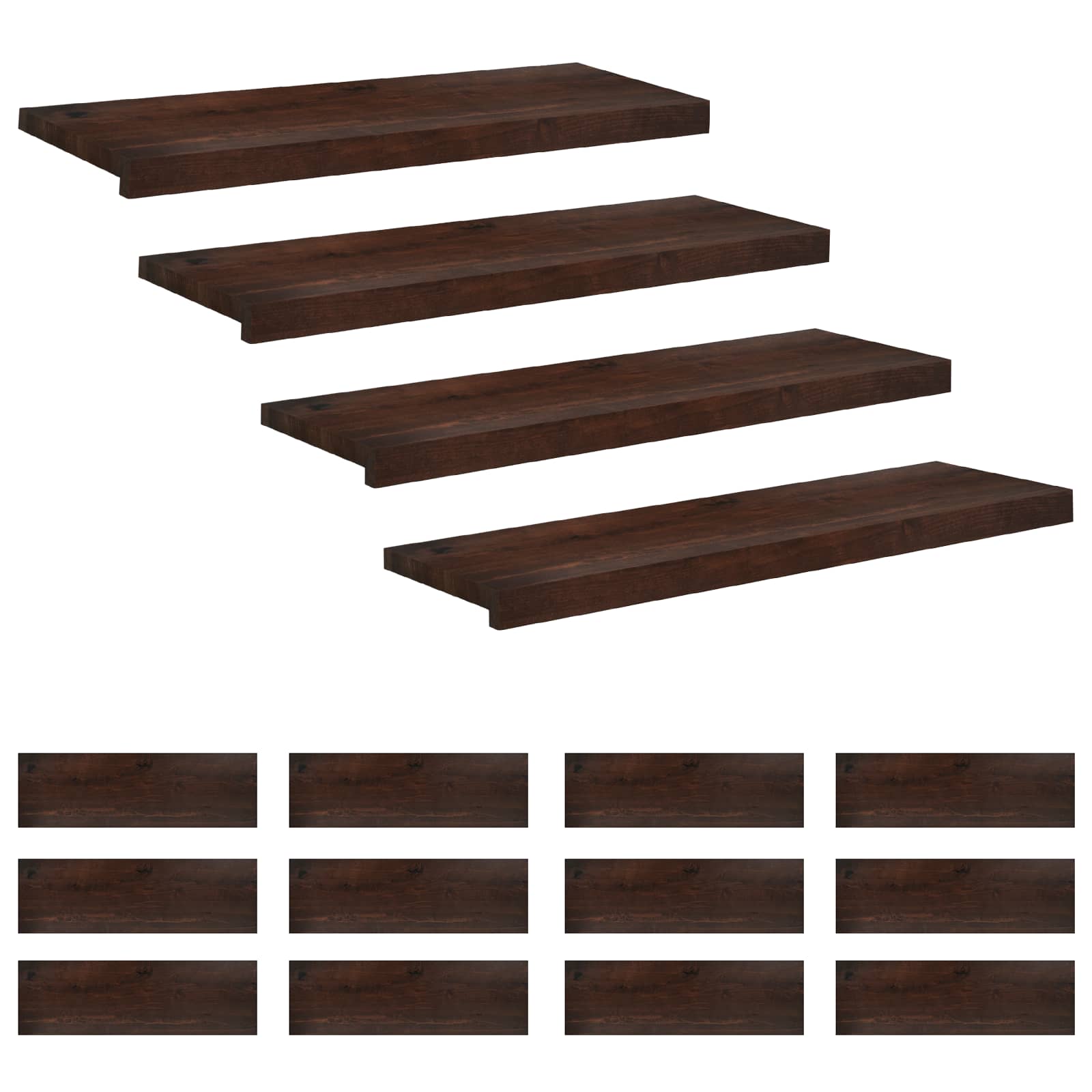 Laiptų pakopos 16 vnt. 80 x 25 x 2 cm Tamsiai rudas