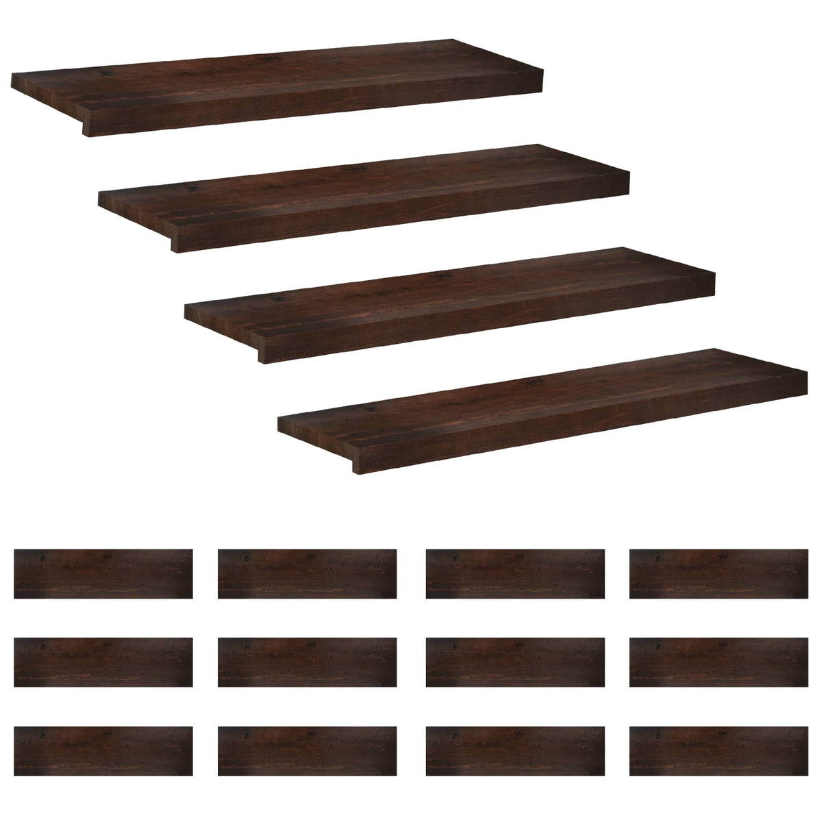 Laiptų pakopos 16 vnt. 90 x 25 x 2 cm Tamsiai rudas