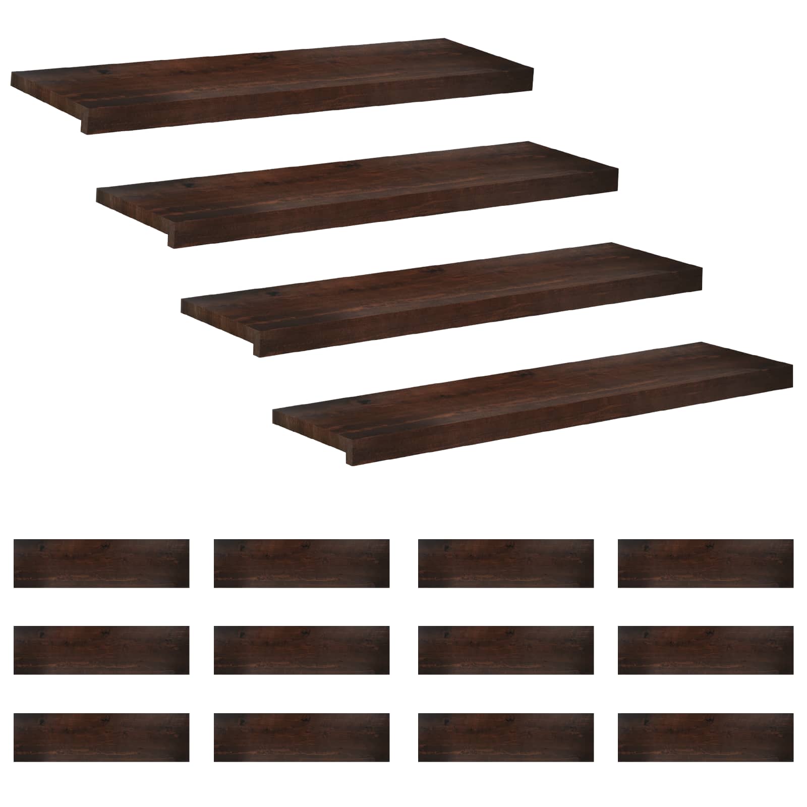 Laiptų pakopos 16 vnt. 100 x 30 x 2 cm Tamsiai rudas