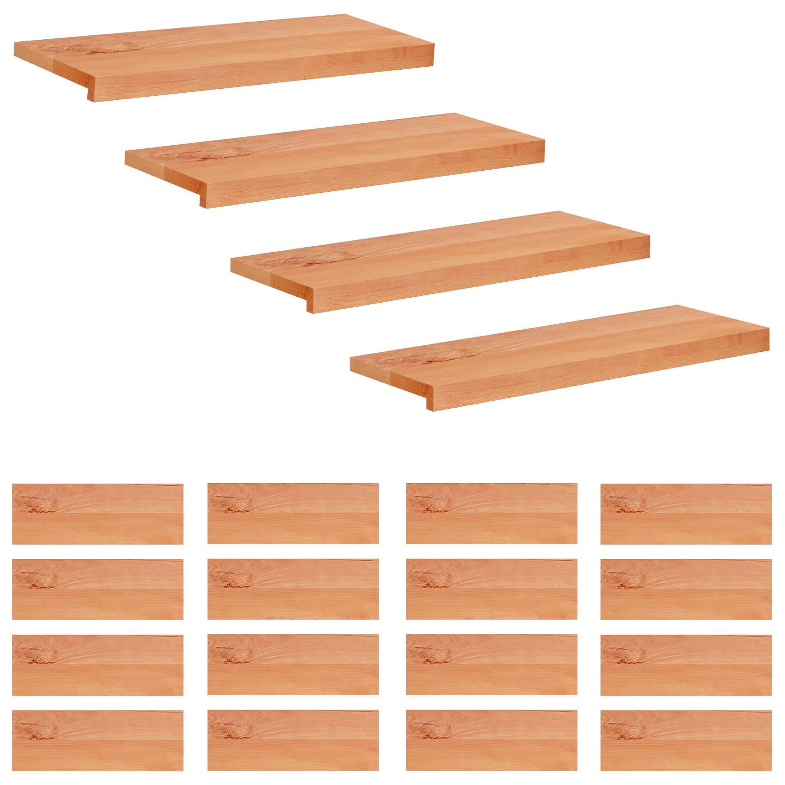 Laiptų pakopos 20 vnt. 80 x 30 x 2 cm Lakas Kietas bukas medis