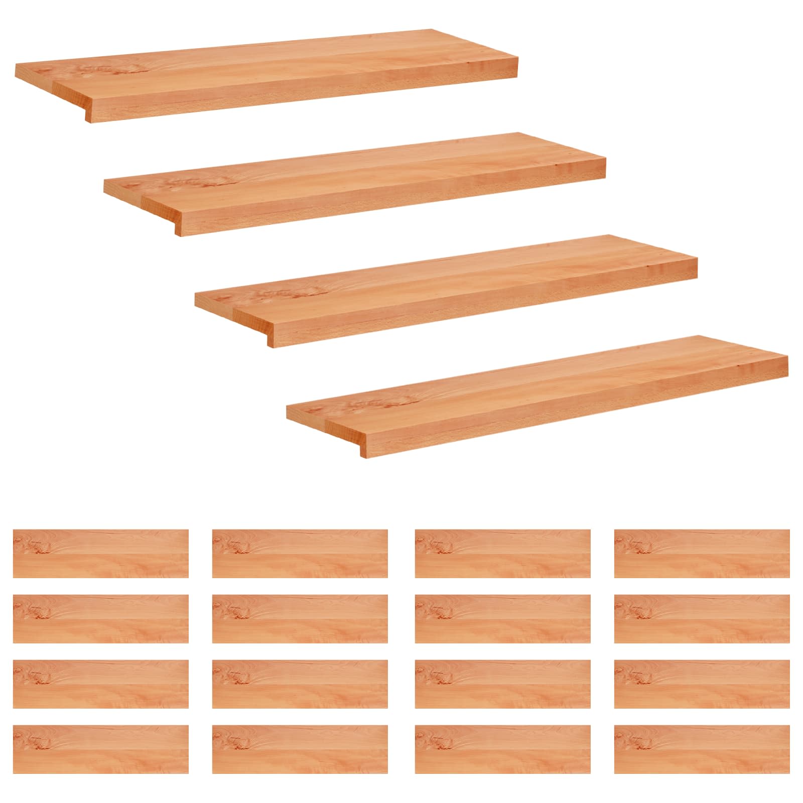 Laiptų pakopos 20 vnt. 90 x 30 x 2 cm Lakas Kietas bukas medis